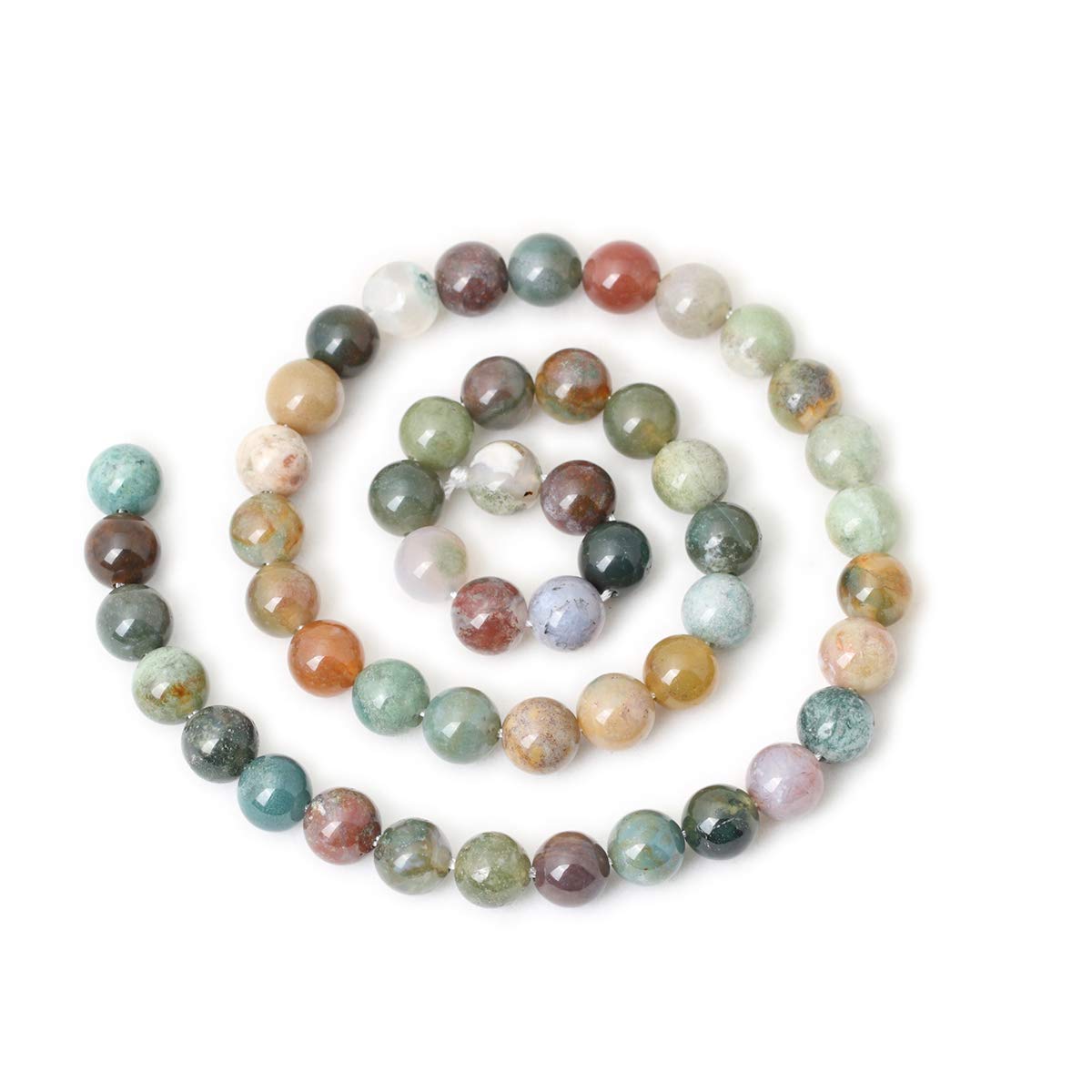 CHEAVIAN 45PCS 8mm Natural Indian Agate Gemstone Round Loose Beads for Jewelry Making DIY 1 Strand 15"