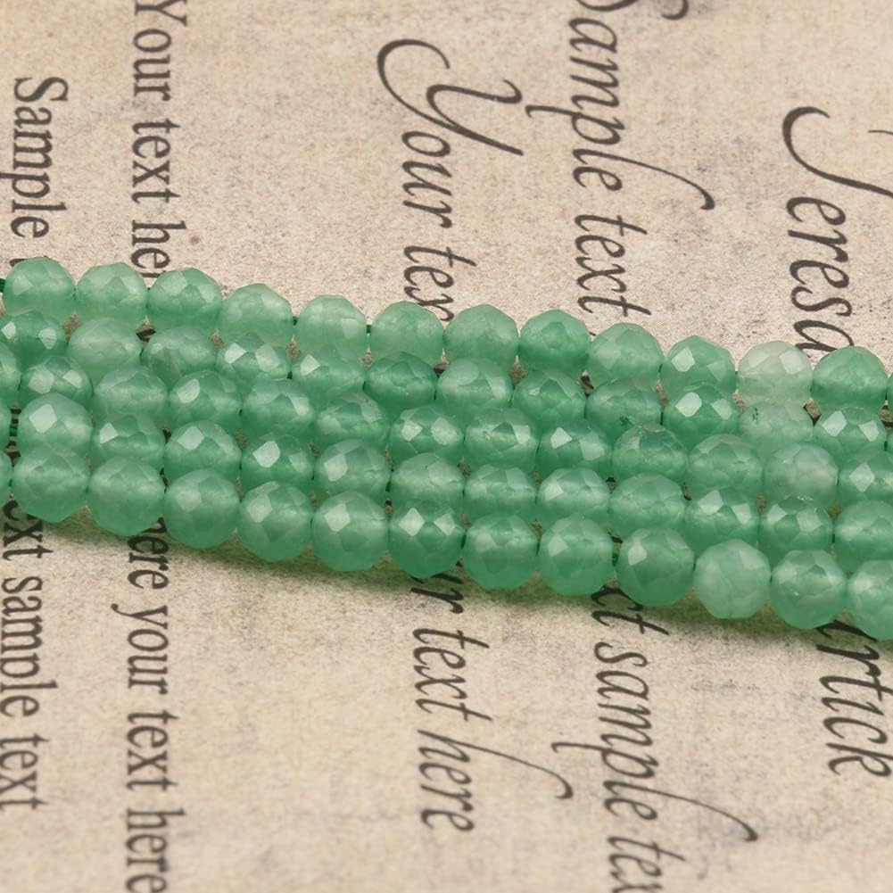 Song Xi 90pcs 4mm Natural Green Aventurine Gemstone Beads Faceted Round Loose Stone Beads for Jewelry Making (1 Strand)