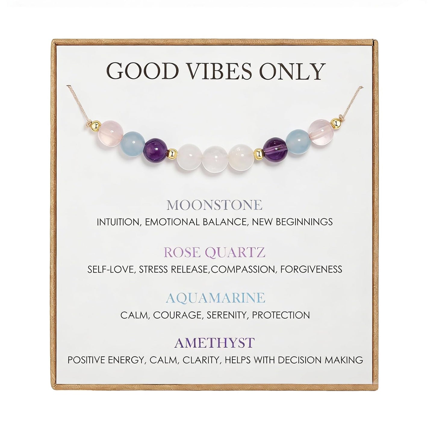 MIFYNN Moon Phase Bracelet for Women Crystal Healing Bracelet Natural Moonstone Beaded Bracelets Meditation Relaxation Crystal Bracelet Friendship Jewelry Gifts (B)