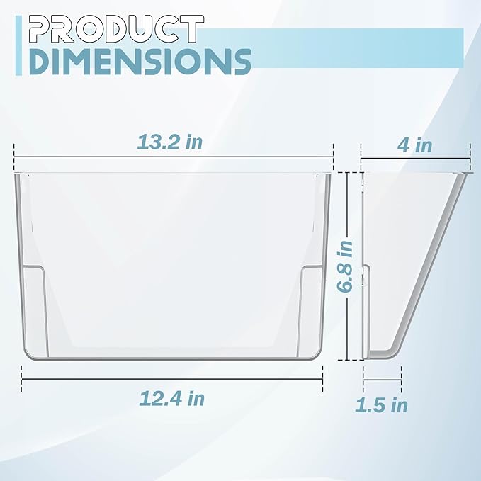 Gawerk 6 Pack Clear Single Pocket Wall File Holder Hanging Wall Organizer, Wall Mount Mails Magazines Organizer for Office and Home