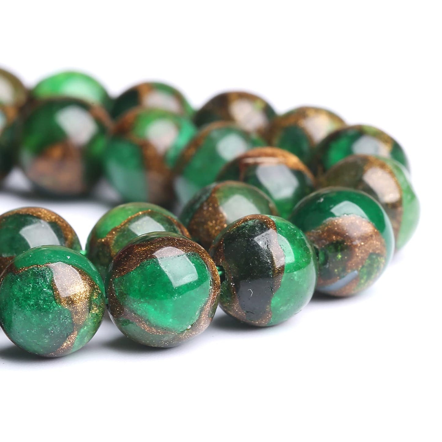 10MM 37PCS Green Cloisonne Craft Loose Round Beads for Jewelry Making DIY Bracelet