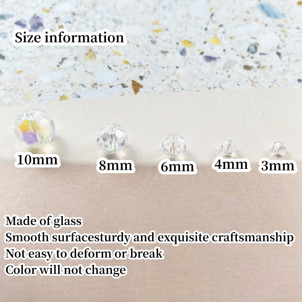 Xinhongo Crystal Glass Beads 400 Pieces 4mm Round Faceted Glass Spacer Beads for Jewelry Making Bracelet Earring Necklace DIY Craft Supplies(Crystal Clear AB)
