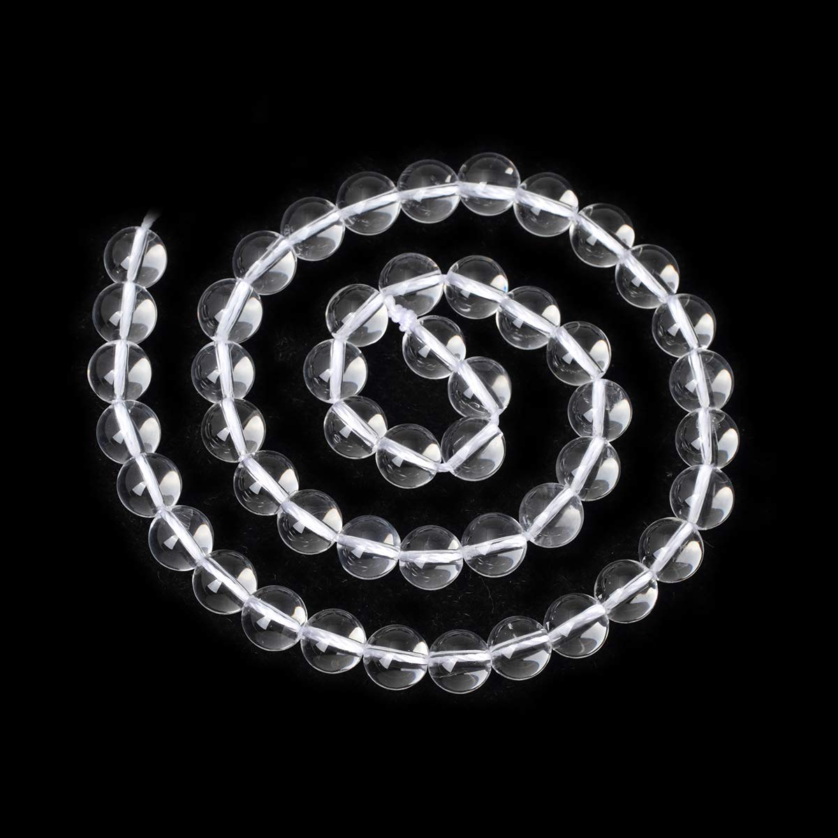 CHEAVIAN 45PCS 8mm Natural Clear White Crystal Quartz Round Loose Beads Crystal Energy Stone for Jewelry Making 1 Strand 15"