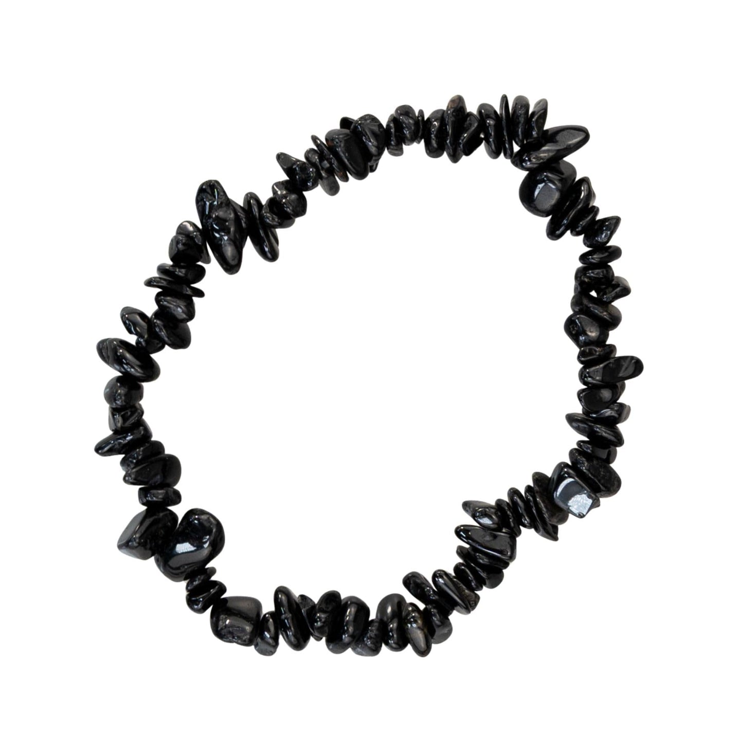 Tourmaline Natural Gemstone Bracelets, Chakra Crystal Healing Chip Stretch Bracelets, Gemstone Polished Irregular Crystals, Crystal Irregular Chips Beads Stretch Bracelets (Black Tourmaline)