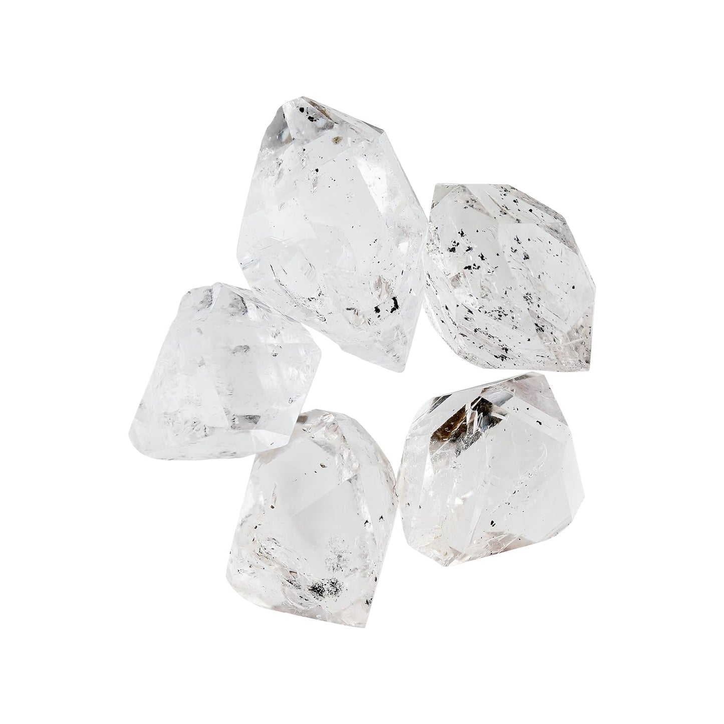 ColouredRocks (5 pcs. A++ HERKIMER DIAMOND Crystals, Raw Stones, Rough Gemstones, Jewelry Making Supply, Cabbing, Polishing, Cutting, DIY, Crafts (11-14 mm.)