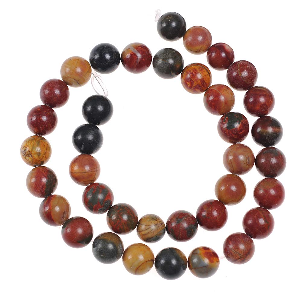 Natural Stone Beads 6mm Picasso Gemstone Round Loose Beads Crystal Energy Stone Healing Power for Jewelry Making DIY,1 Strand 15"