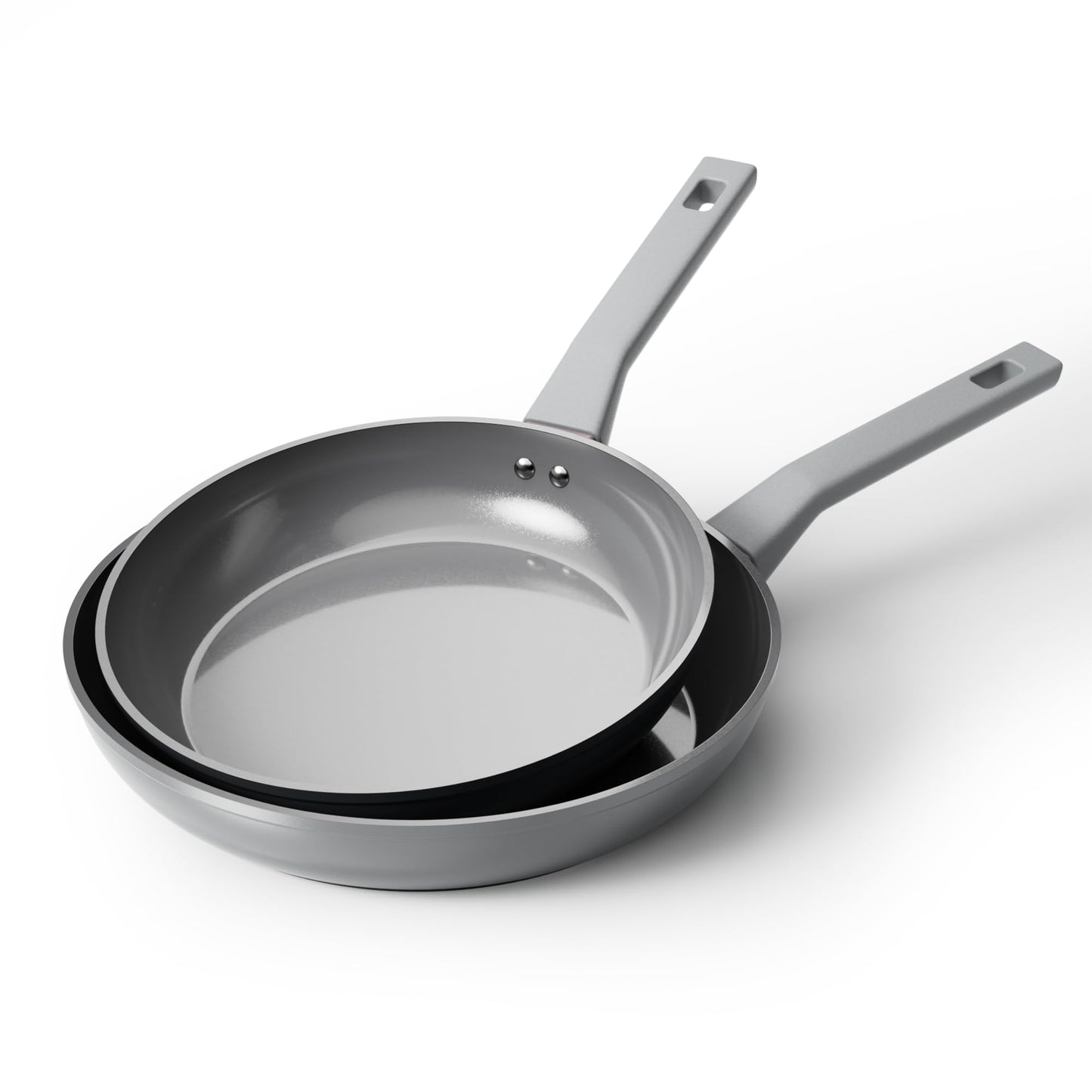 Sanho Diamond-Titanium Ceramic Nonstick Fry Pan Set, 10in & 12in Frying Pans, PFAS PFOA PTFE Free, Dishwasher Safe & Induction Compatible Cookware with Cool-Touch Handle, Gray