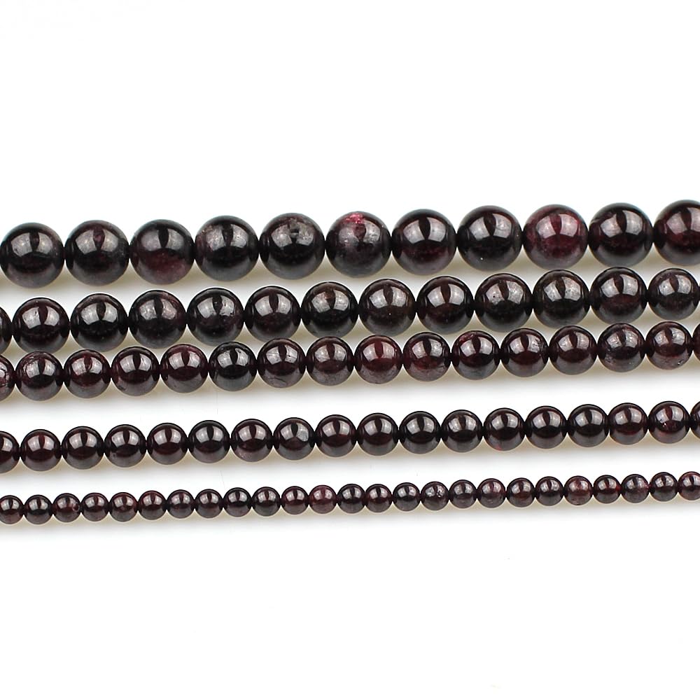 MJDCB Natural Stone Beads Garnet Round Loose Beads for Jewelry Making DIY Bracelet Necklace (4mm)