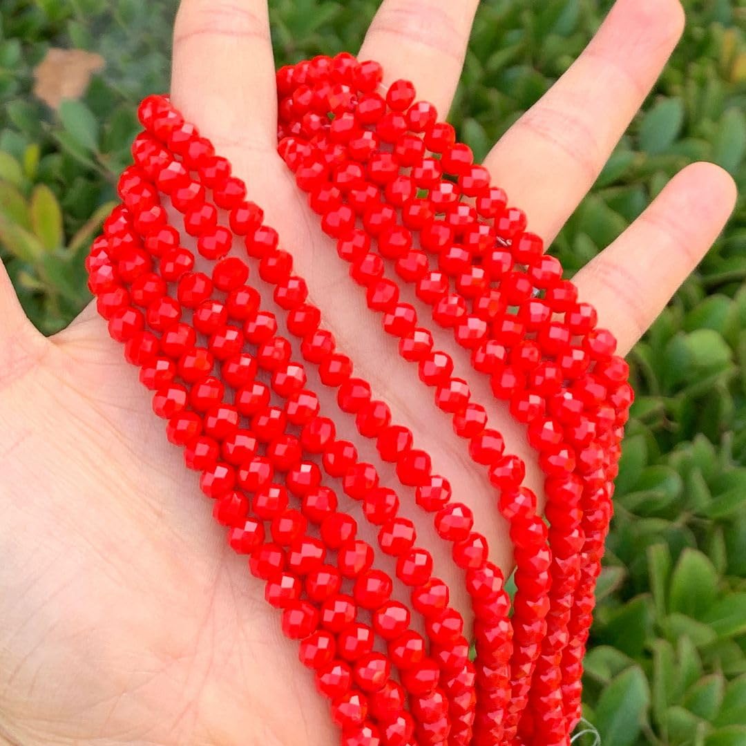 1000pcs Czech Faceted Rondelle Crystal Glass Loose Beads 6mm Spacer Bulk Coral red for DIY Craft Jewelry Making CCR635