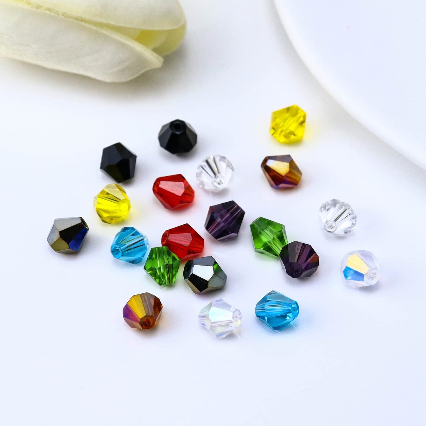 Dowarm 1000PCS 4mm Glass Bicone Beads for Craft Jewelry Making, DIY Bracelet, Necklace, Dolls, Wine Charms, Wind Chimes, Suncatchers, Bulk Small Faceted Crystal Beads, Dark Blue
