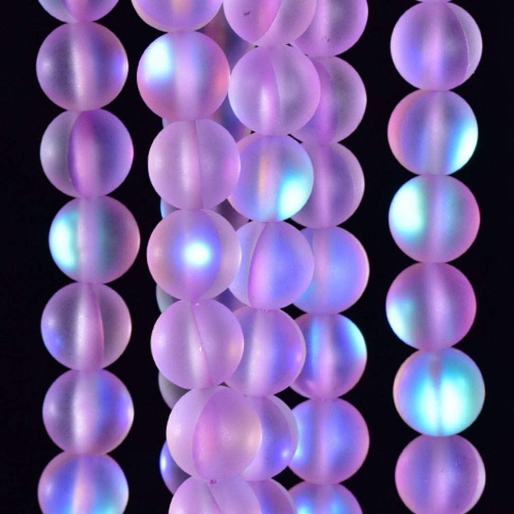 Asingeloo 38PCS 10mm Natural Light Purple Mystic Aura Quartz Gemstone Frosted Matte Titanium Round Loose Spacer Beads 15 inch Full Strand Crystal Healing Power Quartz