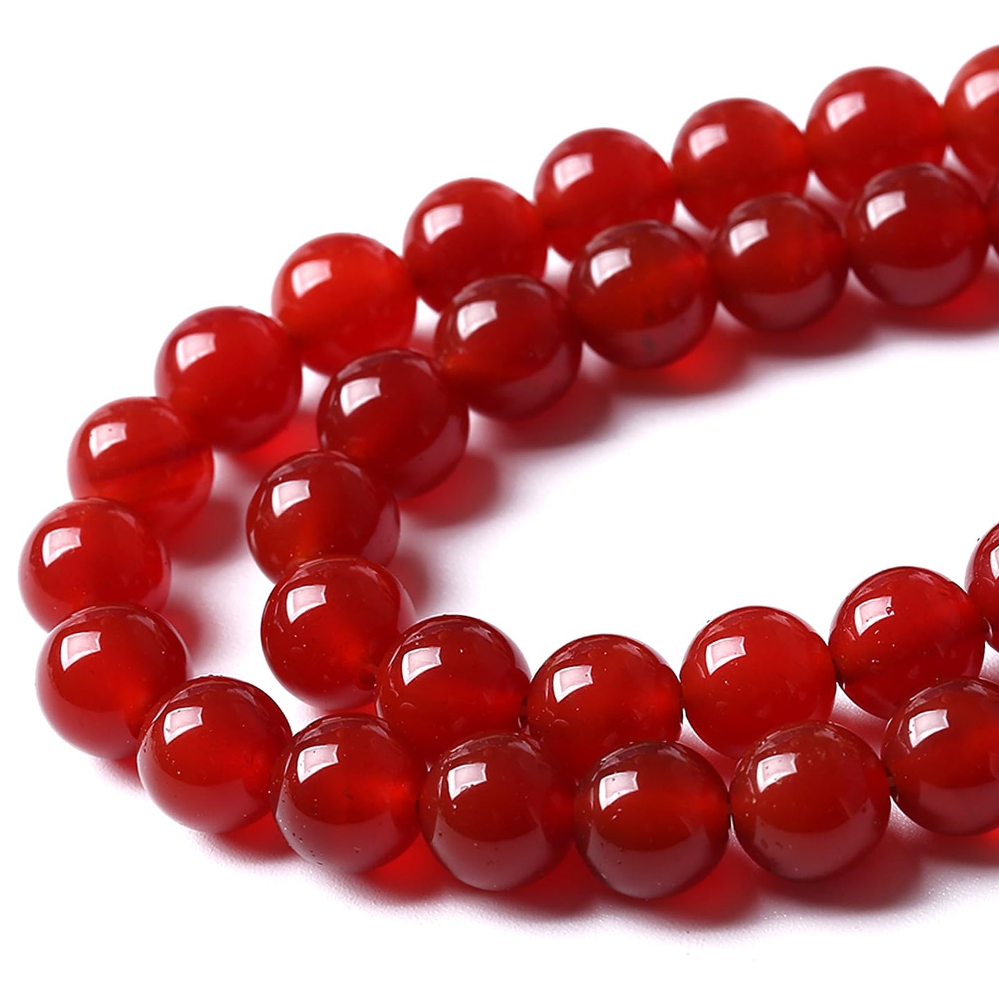 8MM 90pcs Semi-Precious Red Agate Beads Natural Stone Round Loose Beads for Jewelry Making DIY Bracelet Necklace 2 Strands 32"