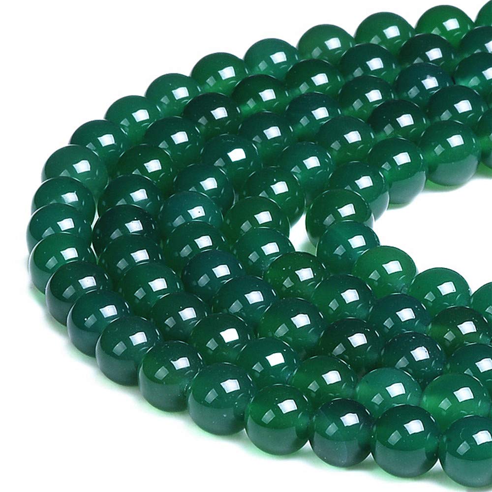 PLTbeads Gorgeous Green Agate Natural Gemstone Loose Beads 6mm Smooth Round Approxi 15 inch DIY Bracelet Necklace for Jewelry Making