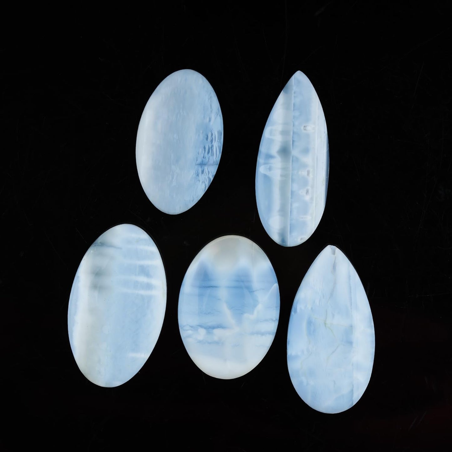 ColouredRocks (5pcs. BLUE OPAL, Mix Shape, Natural Cabochon Crystals, Loose Gemstone, Wholesale Polished Supply, Jewelry Making, DIY Craft, Gem Collection (30-40mm free size)