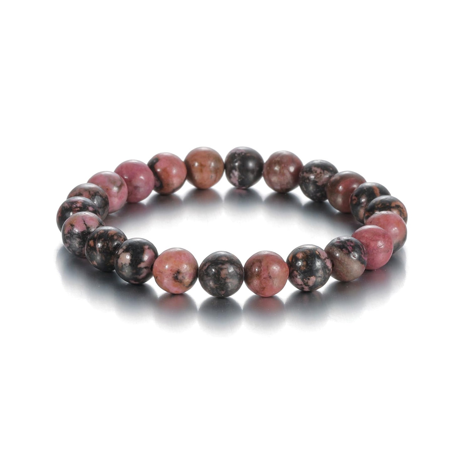 Udolfly Womens Crystal Beaded Bracelets for Women Men Protective Energy Bracelet Natural Gemstone Bead Bracelet 6mm Rhodonite