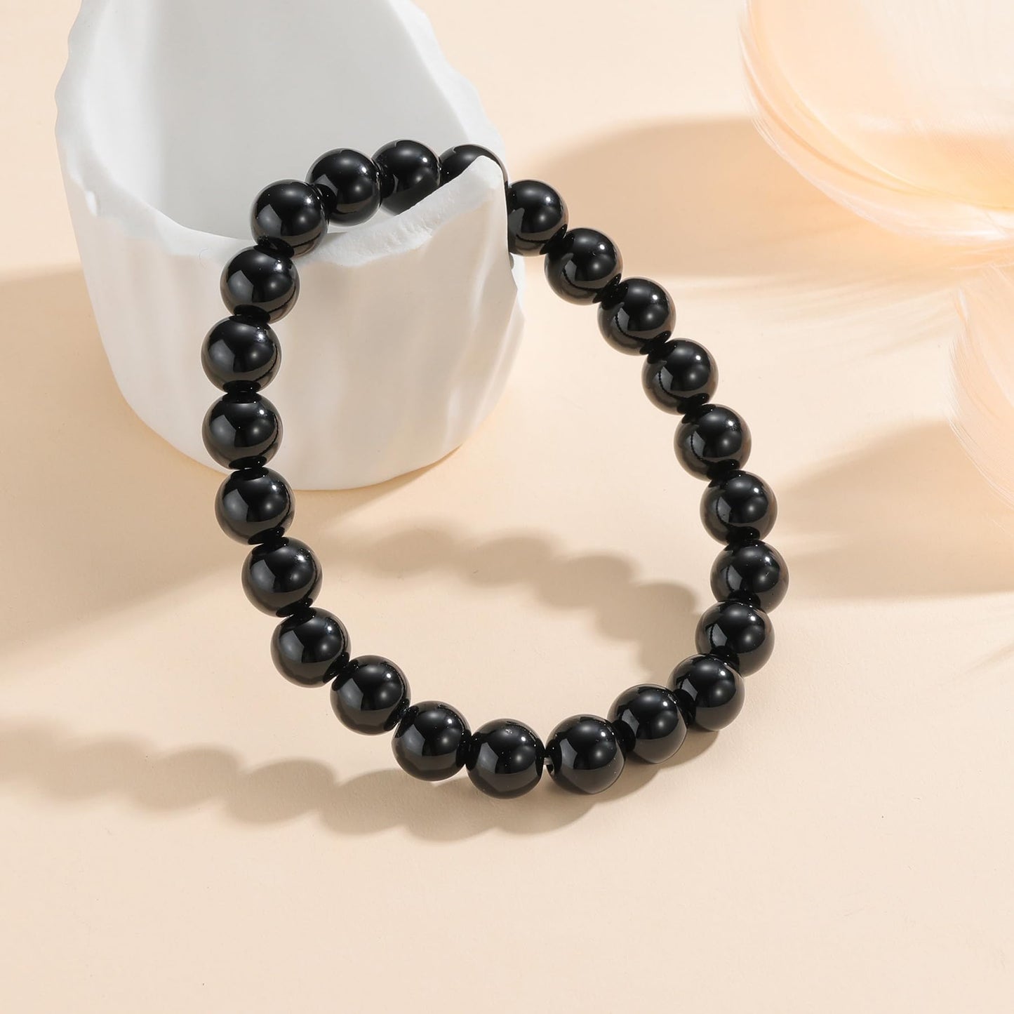 Udolfly Womens Crystal Beaded Bracelets for Women Men Protective Energy Bracelet Natural Gemstone Bead Bracelet 6mm Obsidian