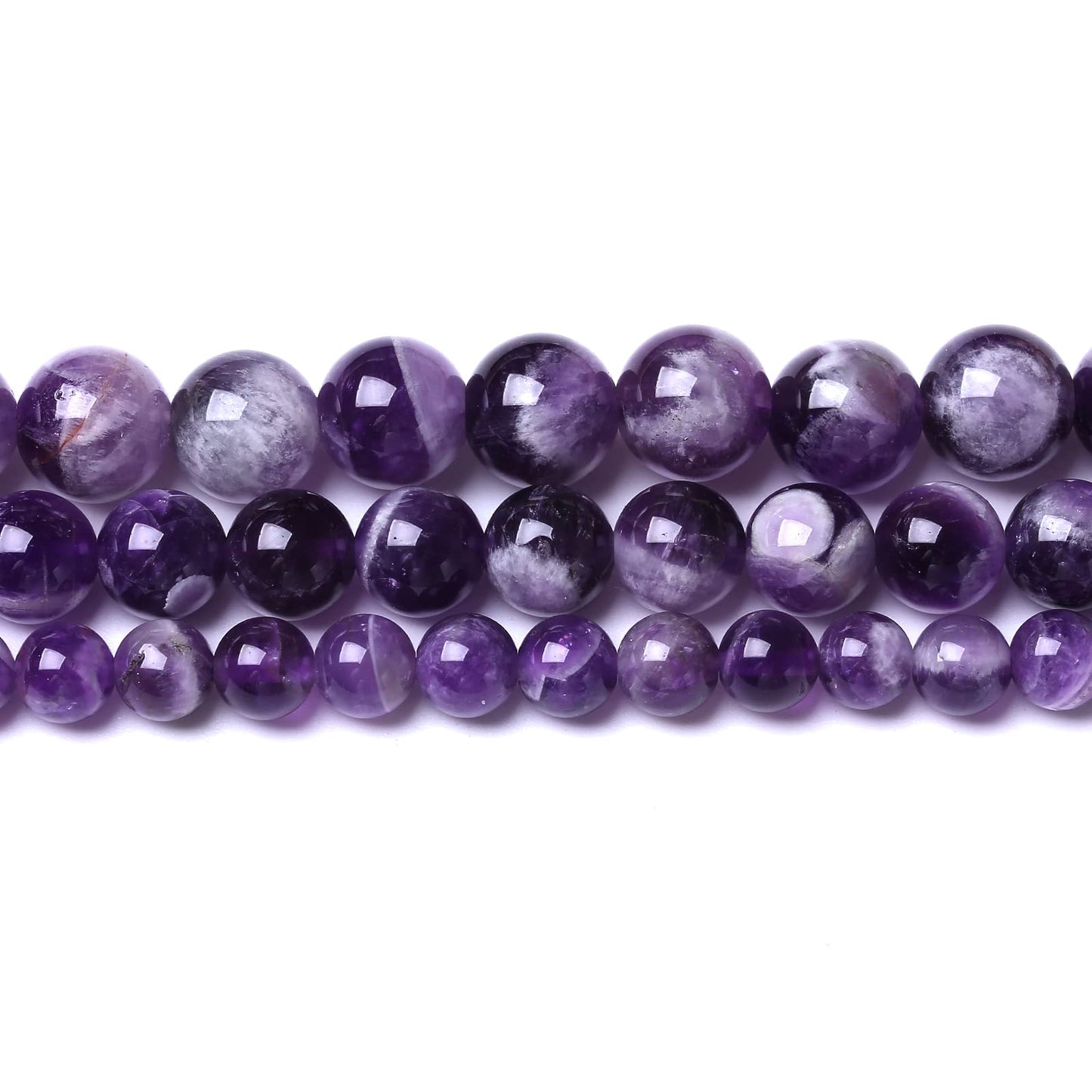 60PCS 6MM Beads Natural Purple Dream Lace Amethysts Stone Round Loose Beads Gemstones for Jewelry Making DIY 15Inches