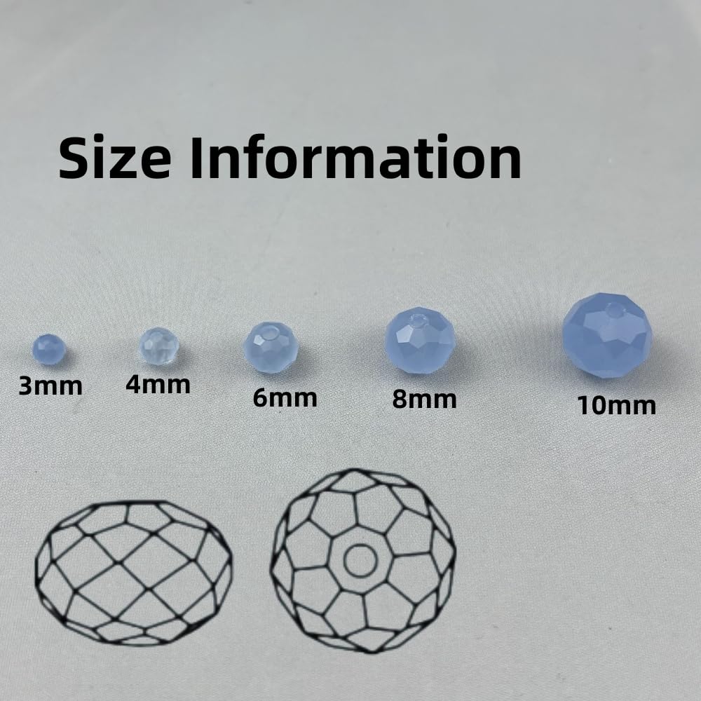 Pinhoollgo 200pcs 6mm Crystal Glass Beads Faceted Rondelle Glass Spacer Beads for Bracelets Necklace Pendants Earrings Key Chains Jewelry Making(Light Blue Jade)