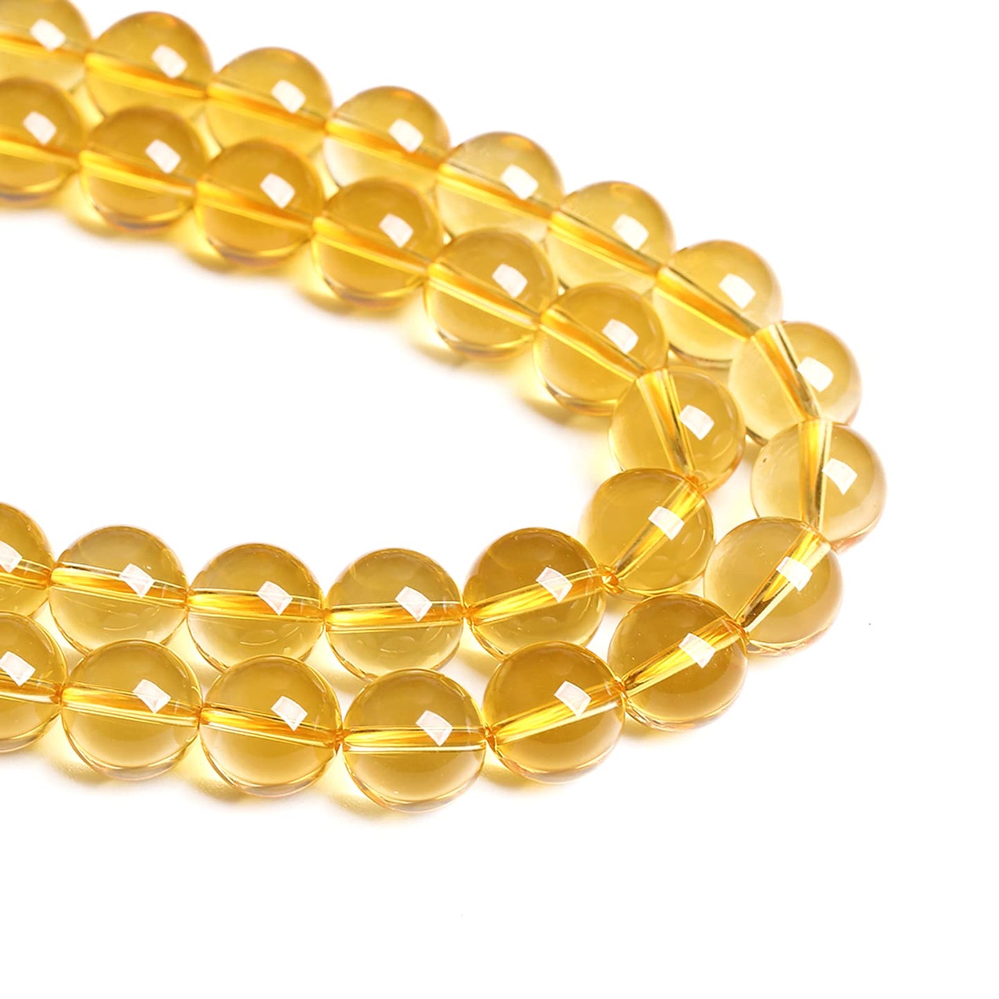 10MM 38PCS Natural Crystal Stone Clean Citrine 3A Grade Loose Beads for Jewelry Making DIY Bracelet