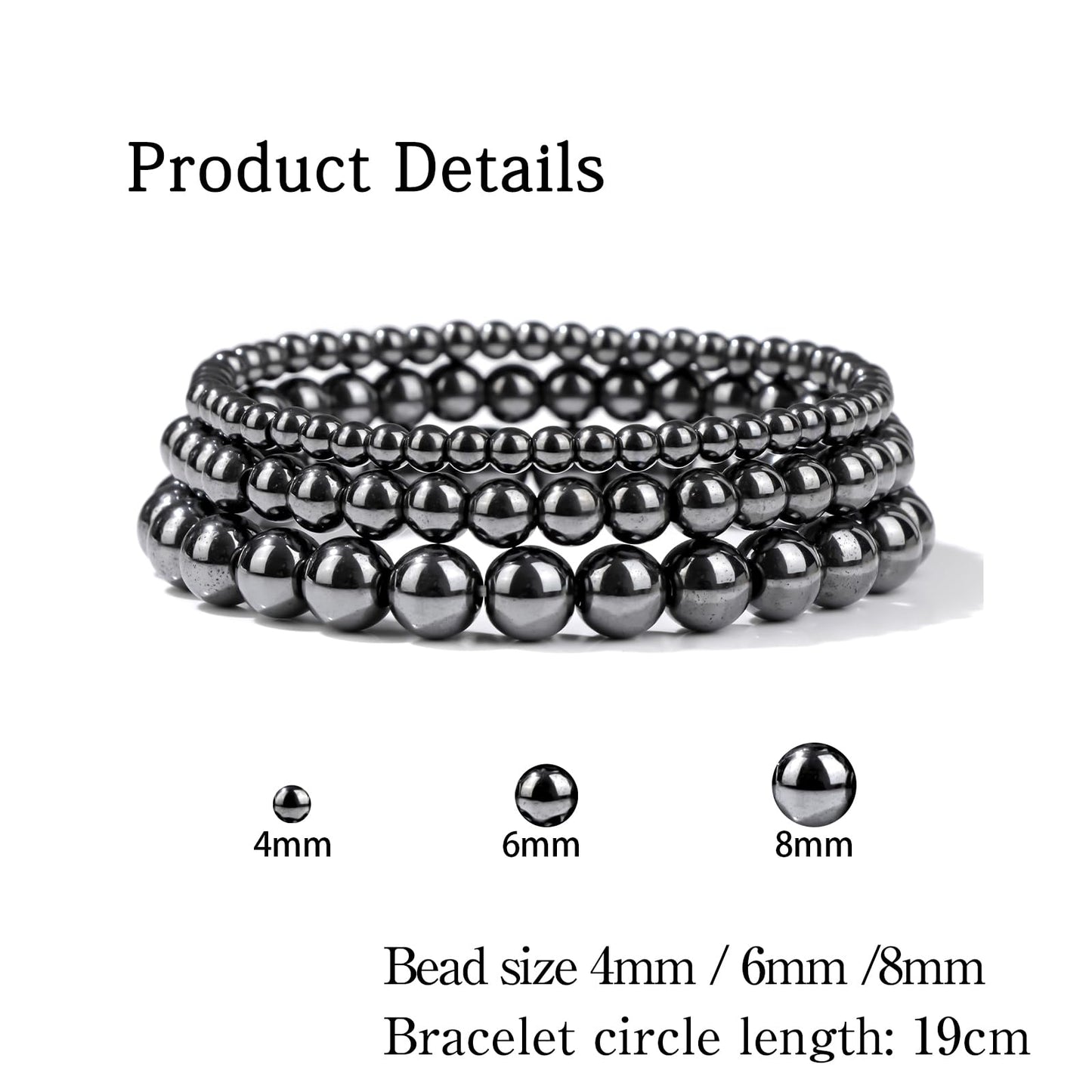 Risyfjew 3 PCS Healing Crystal Bracelets for Women 8mm Natural Stone Beaded Stretch Bracelet Amethyst Jewelry Gifts