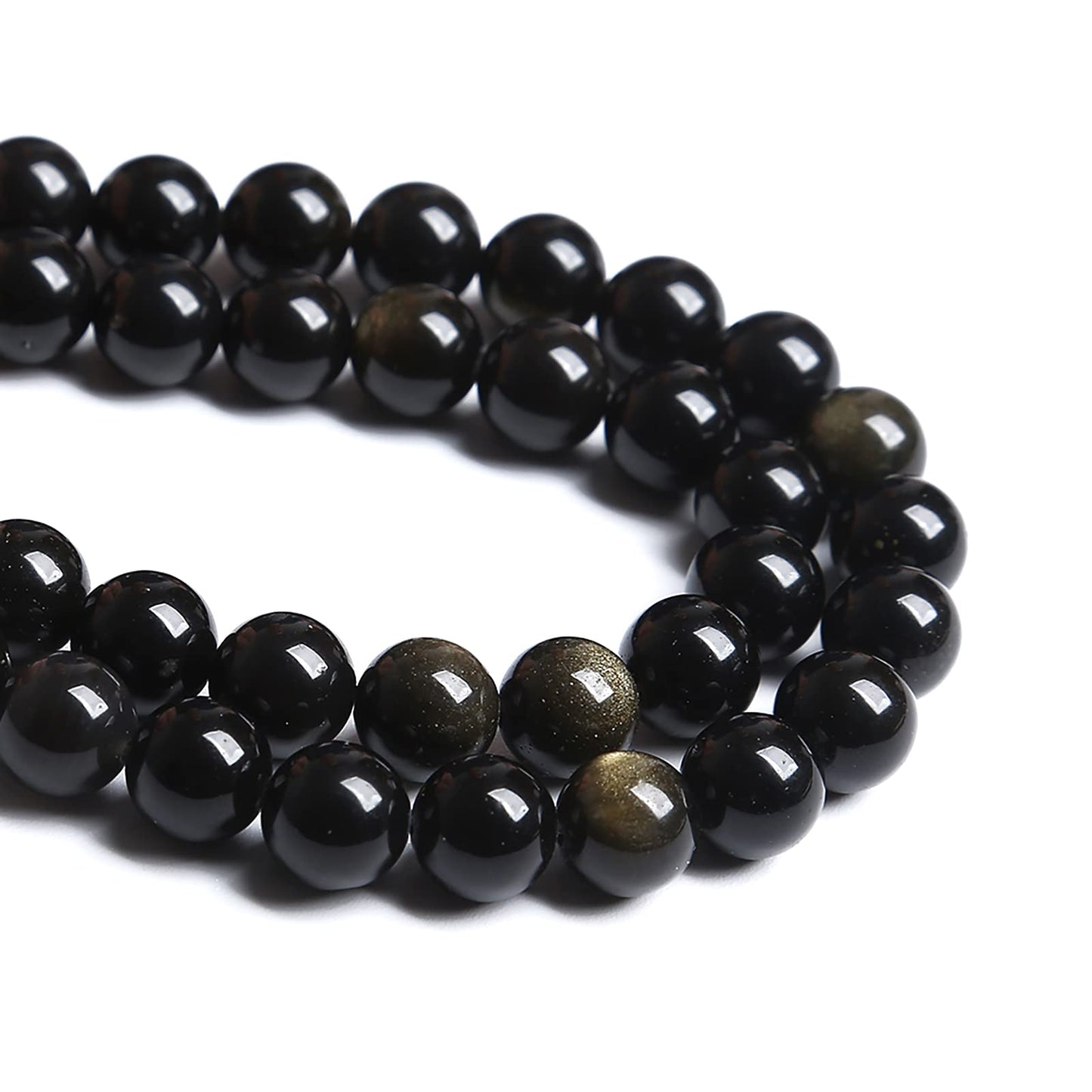 8MM 46PCS Natural Stone Golden Obsidian Loose Spacer Beads for Jewelry Making DIY Bracelet