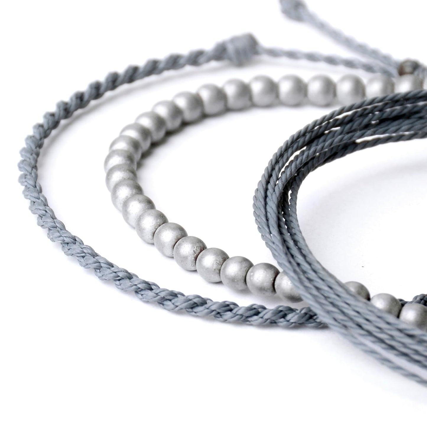 Handmade Natural Stone Beaded Healing Bracelet Gift for Men Adjustable Rope String Bracelet (Hematite/silver, Adjustable)
