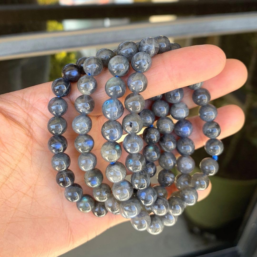 Adabele Real Natural Grade A Labradorite Gemstone Beaded Bracelet 7 inch Stretch Chakra Healing Crystal Stone Jewelry Energy Quartz Rock GB8-10