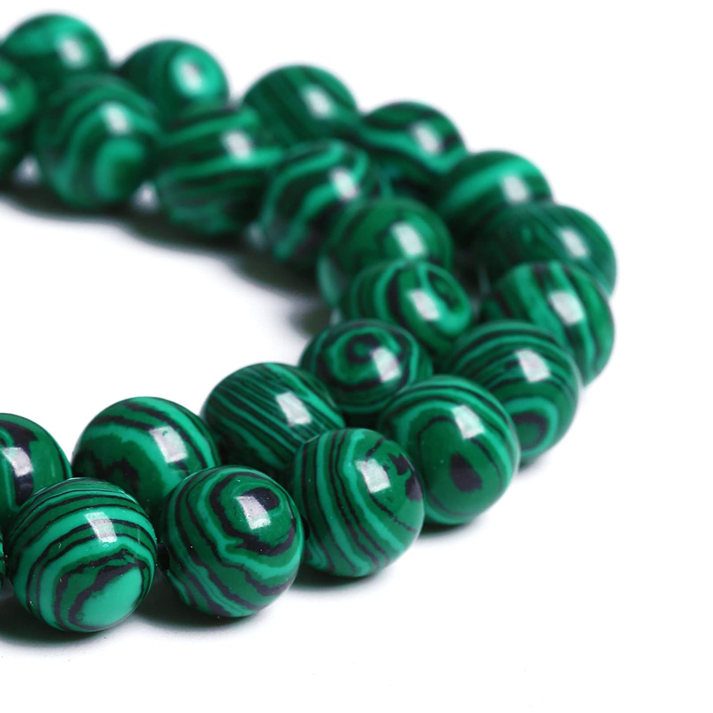 12MM 30PCS Green Malachite Spacer Loose Beads for Jewelry Making DIY Bracelet Necklace 1 Strand 15’’