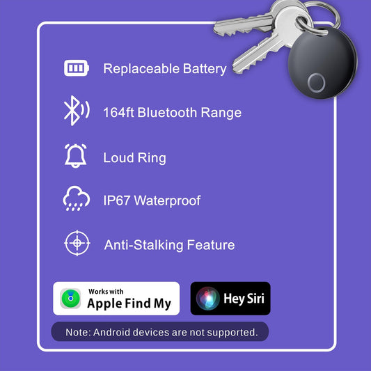 Eelexa Air Tracker-4 Pack, Smart Tag Luggage Tracker Works with Apple Find My (iOS Only), Waterproof Tracking Tags Item Finder for Keys, Luggage, Backpack, Wallet