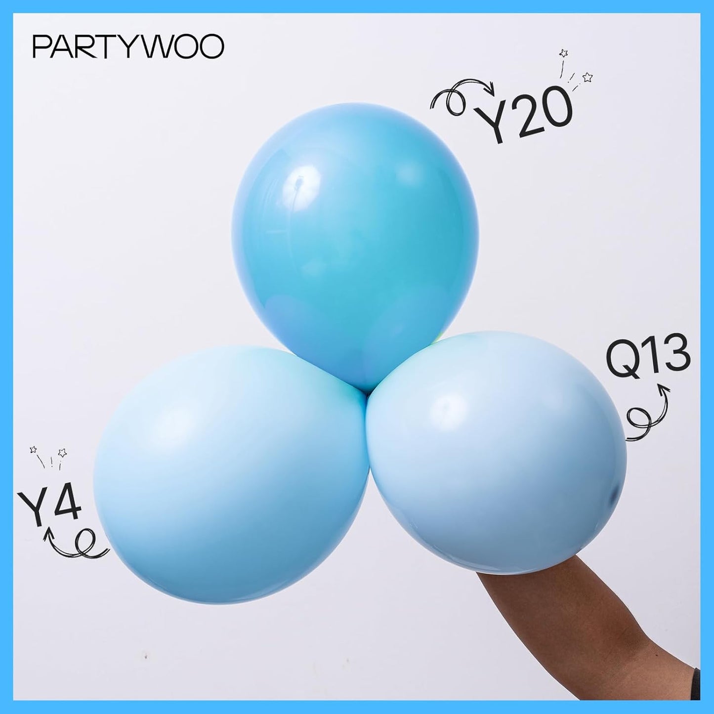 PartyWoo Light Blue Balloons - 140-Piece Pastel Balloon Arch Kit for Graduation & Baby Showers | 5-18 Inch Sizes