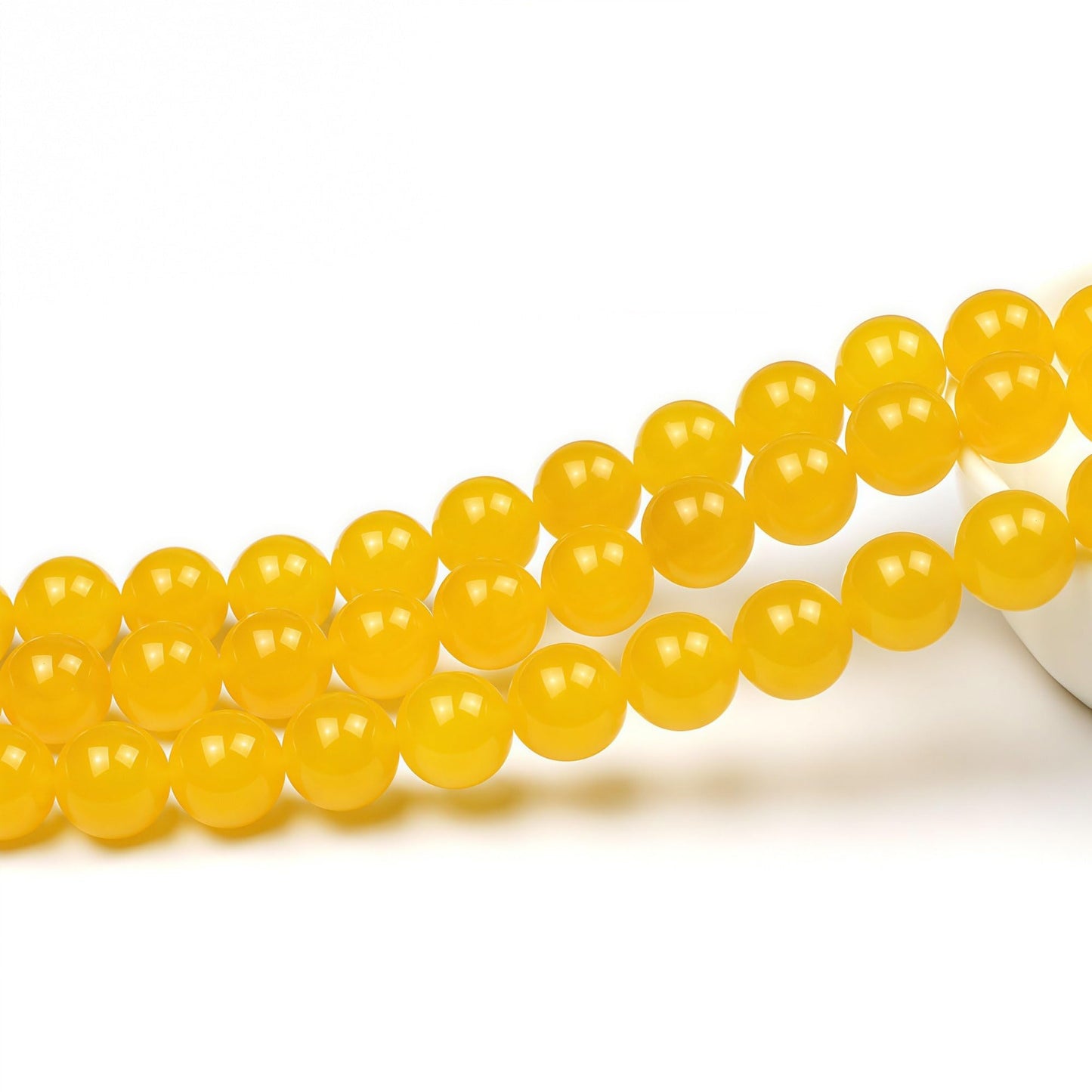 MJDCB Natural Yellow Jade Round Loose Beads for Jewelry Making DIY Bracelet Necklace (8mm)