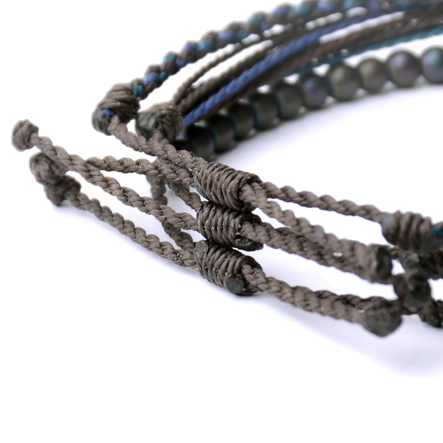Handmade Natural Stone Beaded Healing Bracelet Gift for Men Adjustable Rope String Bracelet (Hematite/Aurora, Adjustable)