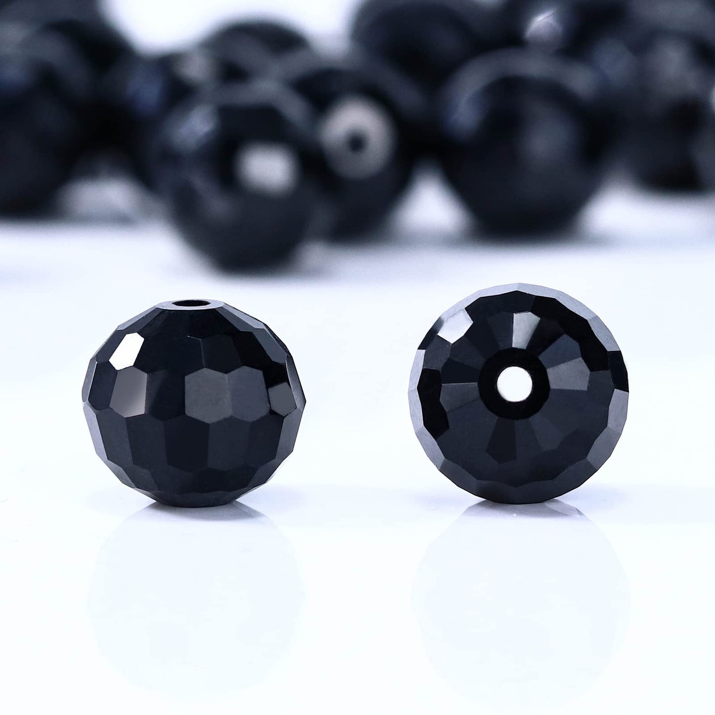 Dowarm 150PCS 6MM Round Crystal Glass Beads for Jewelry Making, Black Faceted Crystal Rondelle Spacer Beads for Crafts Bracelet Wind Chimes Suncatcher
