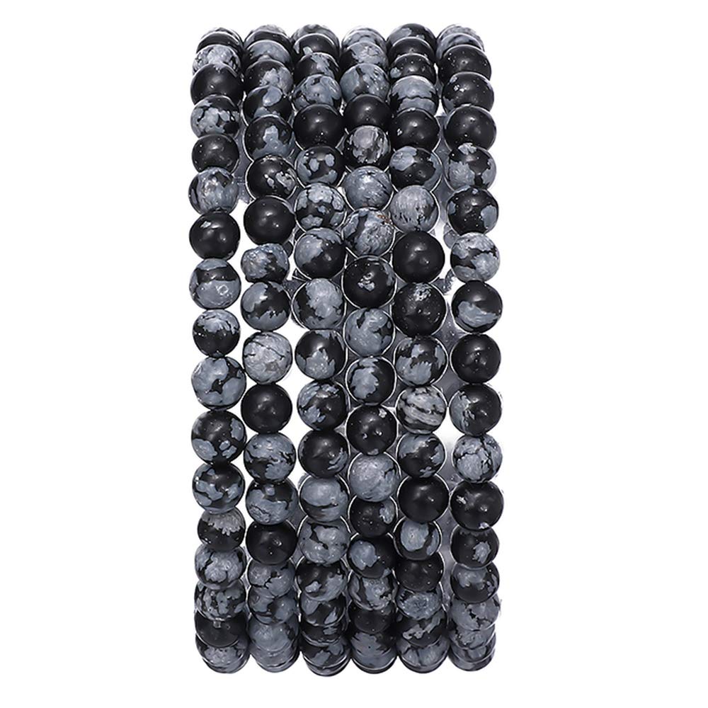 BEADIA Natural Snowflake Obsidian Stone Round Loose Semi Gemstone Beads for Jewelry Making 4MM 38cm/Strand