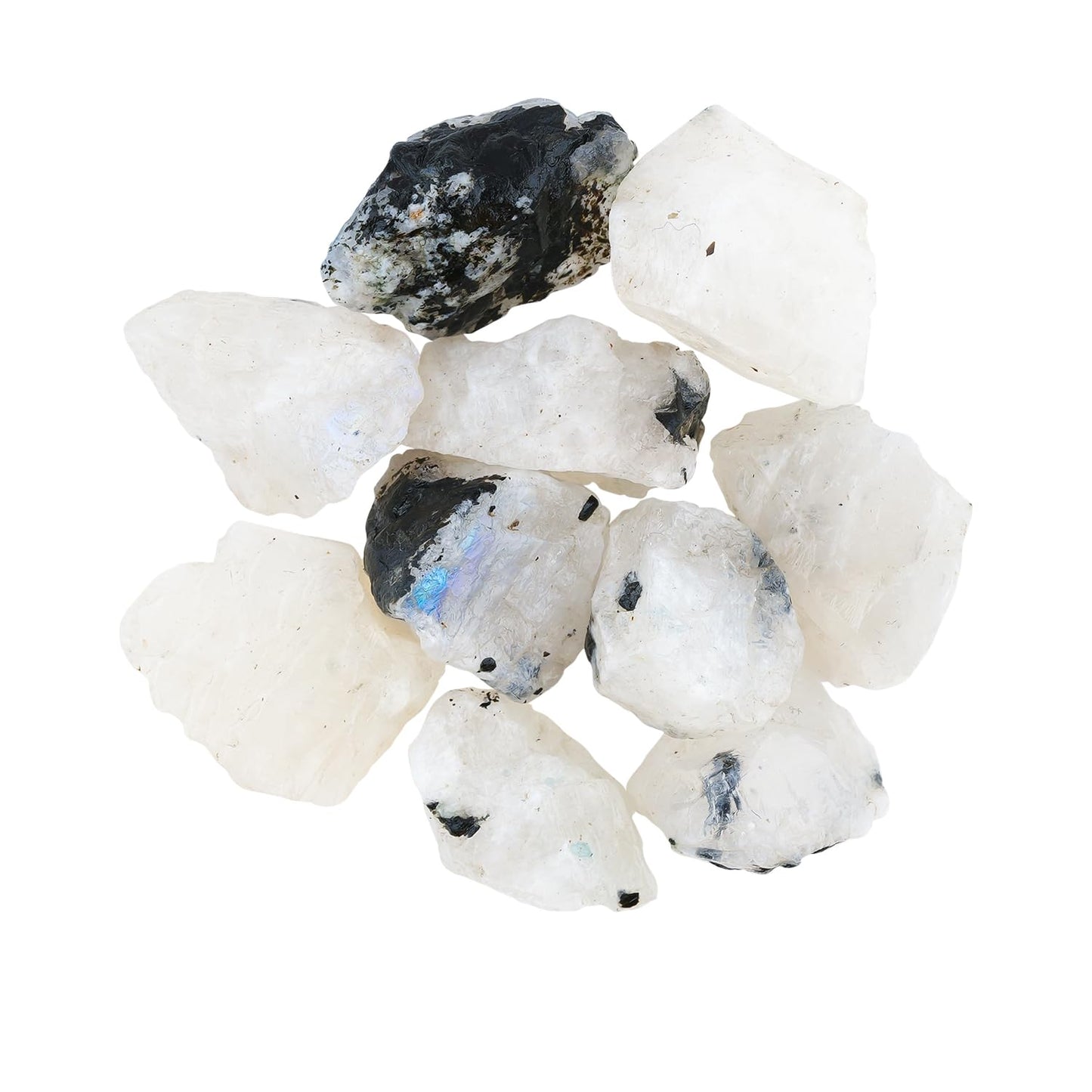 ColouredRocks 10pcs. Tourmilated Moonstone Crystals, Raw Stones, Rough Gemstones, Jewelry Making Supply, Cabbing, Polishing, Cutting, DIY, Crafts (150+ carats.) (15-20mm)