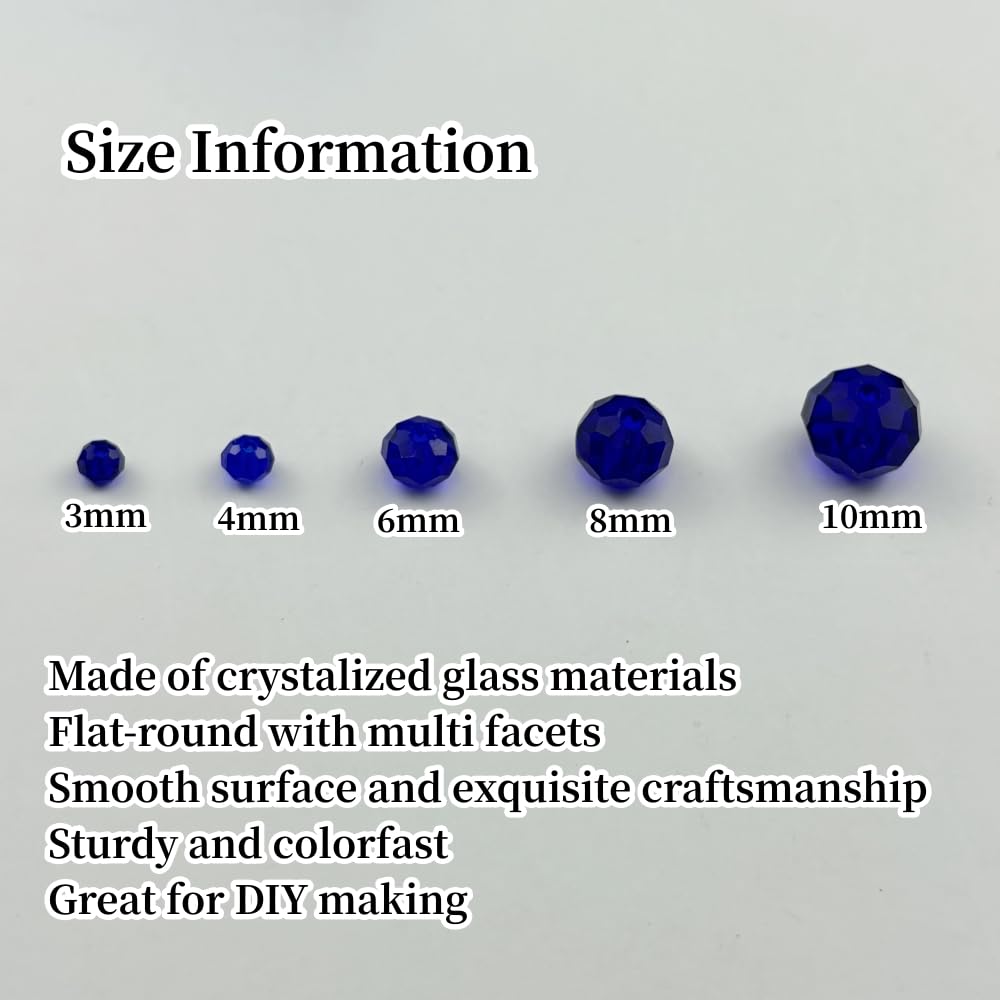 YUEXIGO 500pcs 4mm Crystal Glass Beads for Jewelry Making, Faceted Rondelle Glass Spacer Beads for Wind Chimes Bracelet Earring Necklace DIY Craft(Dark Blue)