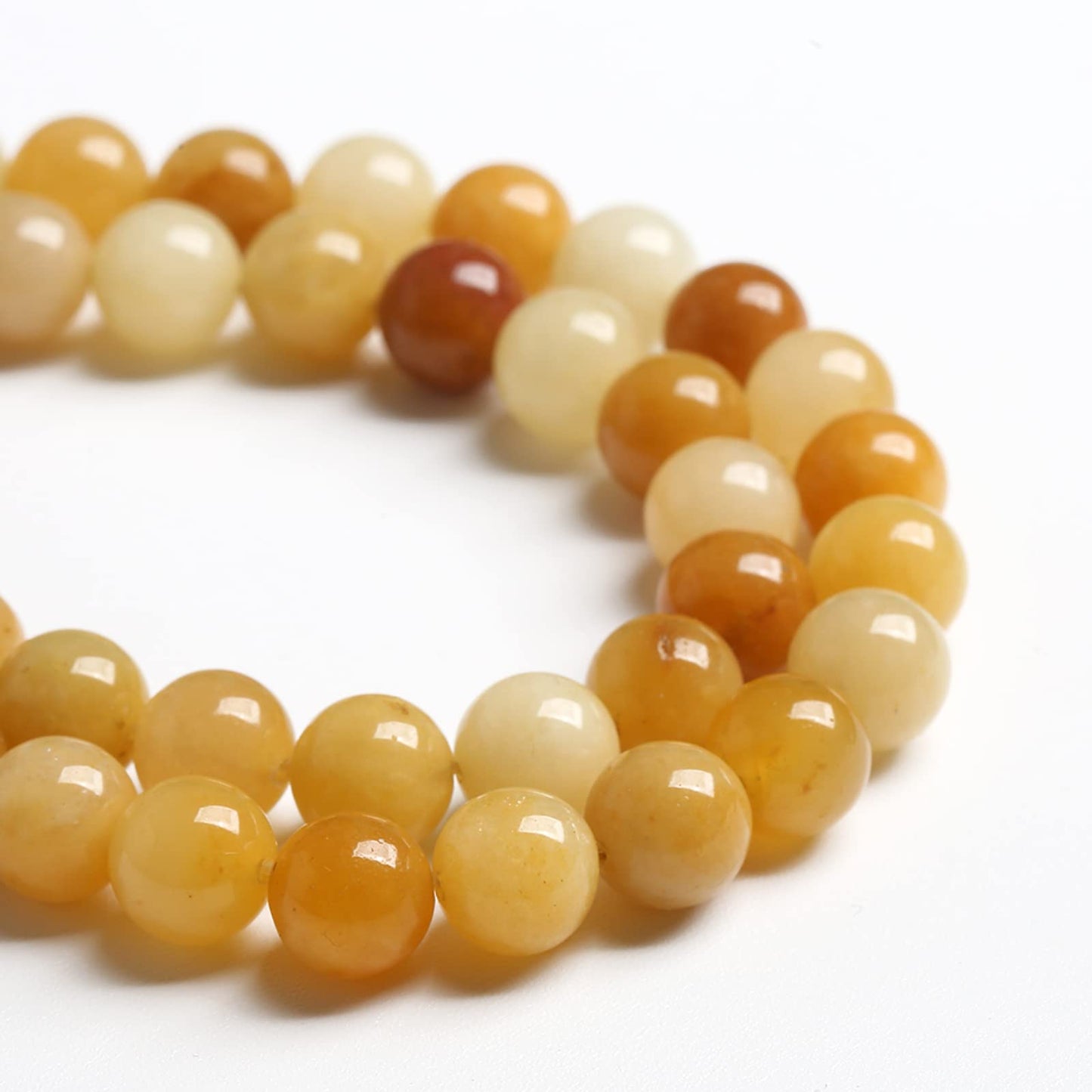 12MM 32PCS Natural Stone Yellow Jade Loose Beads for Jewelry Making DIY Bracelet 1 Strand