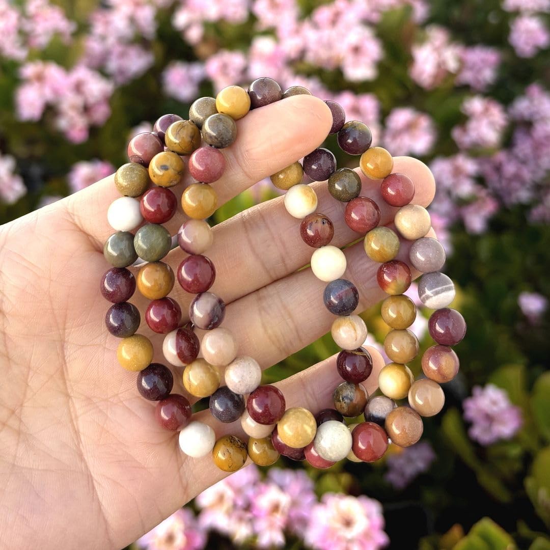 Adabele Real Natural Mookaite Jasper Gemstone Beaded Bracelet 8 inch Stretch Chakra Healing Crystal Stone Jewelry Women Birthday Gift (Unisex) GB8-C4