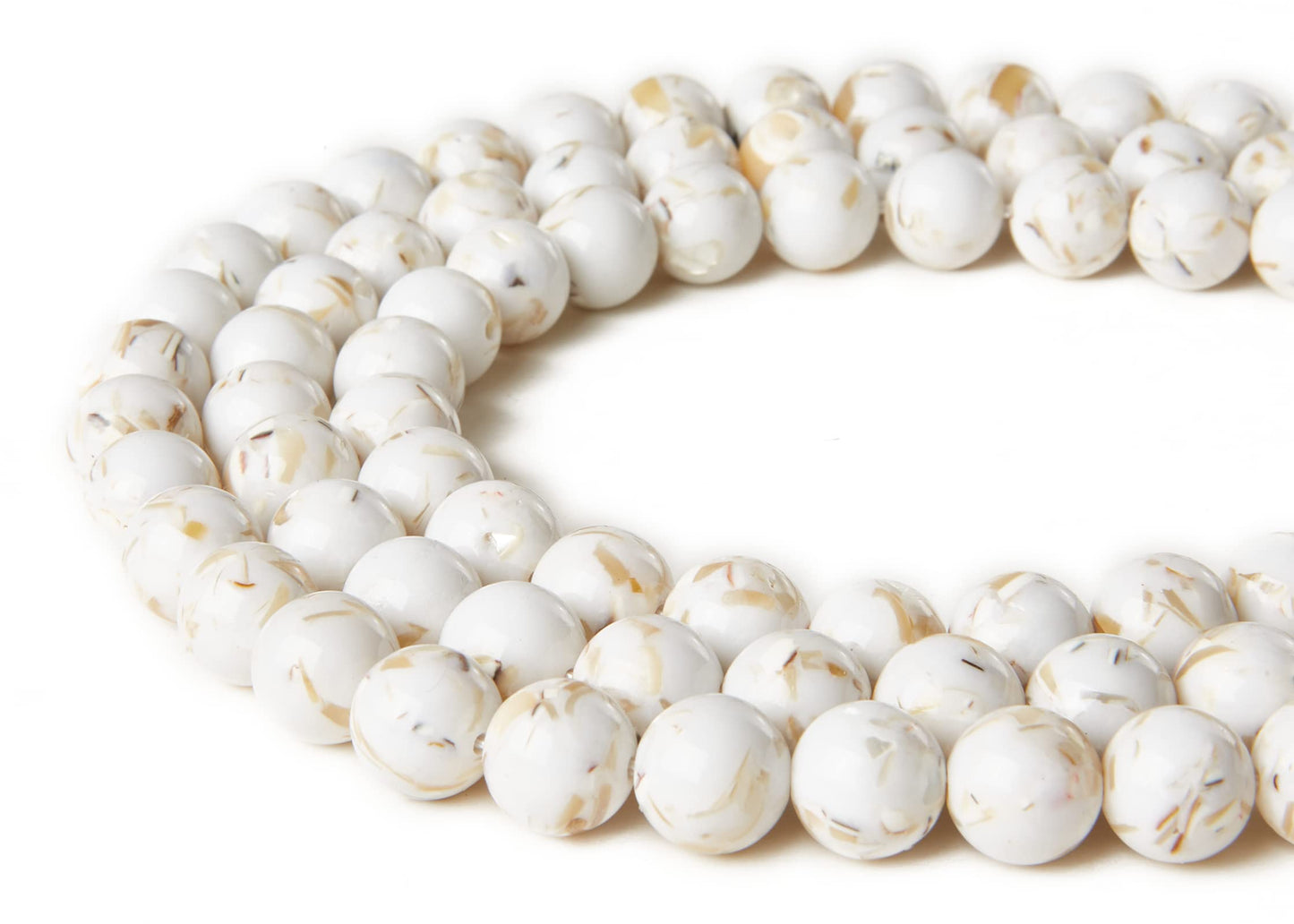 100pcs 10mm White Shell Turquoise Beads Natural Gemstone Beads Round Loose Beads for Jewelry Making