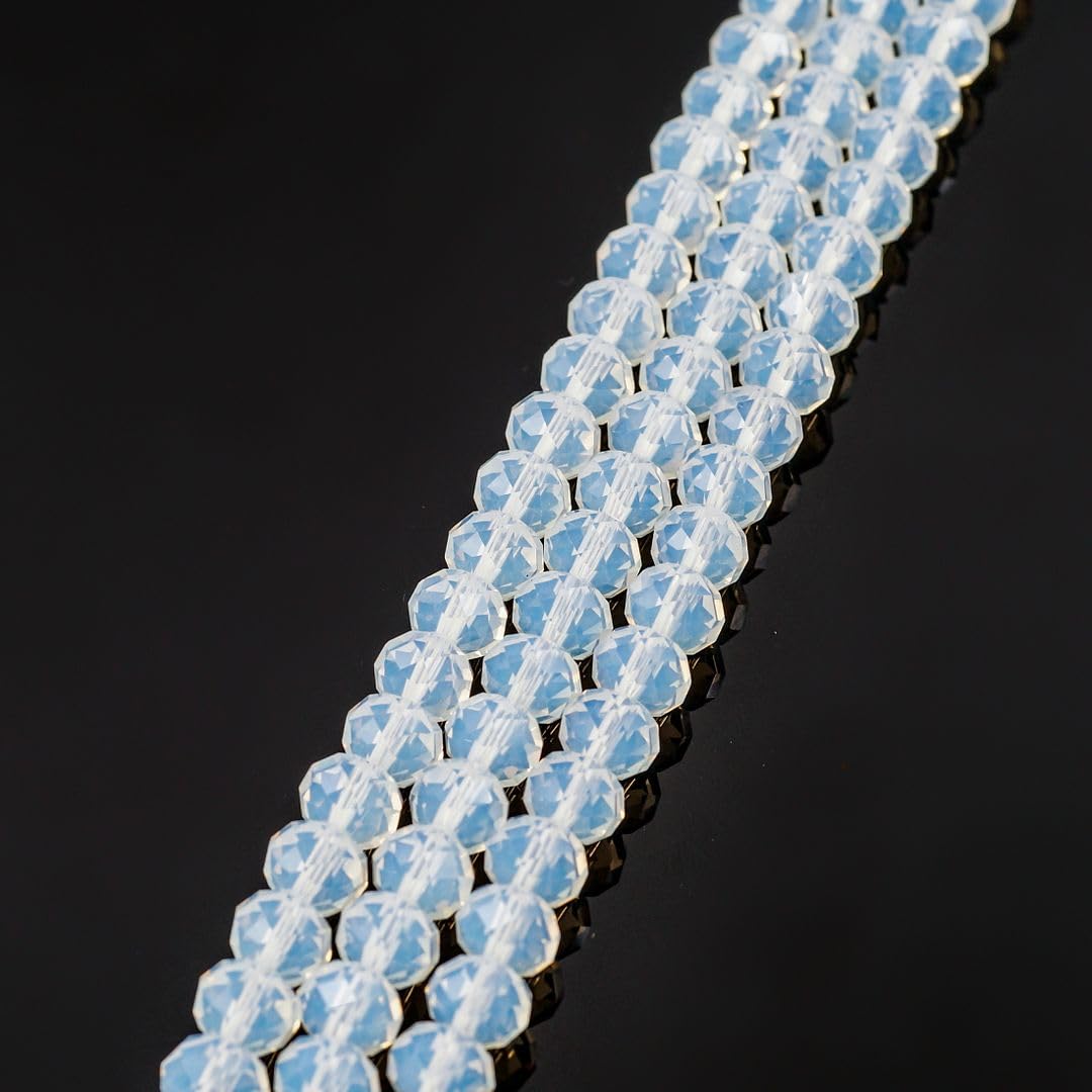 1000pcs Czech Faceted Rondelle Crystal Glass Loose Beads 6mm Spacer Bulk White Opal for DIY Craft Jewelry Making CCR634