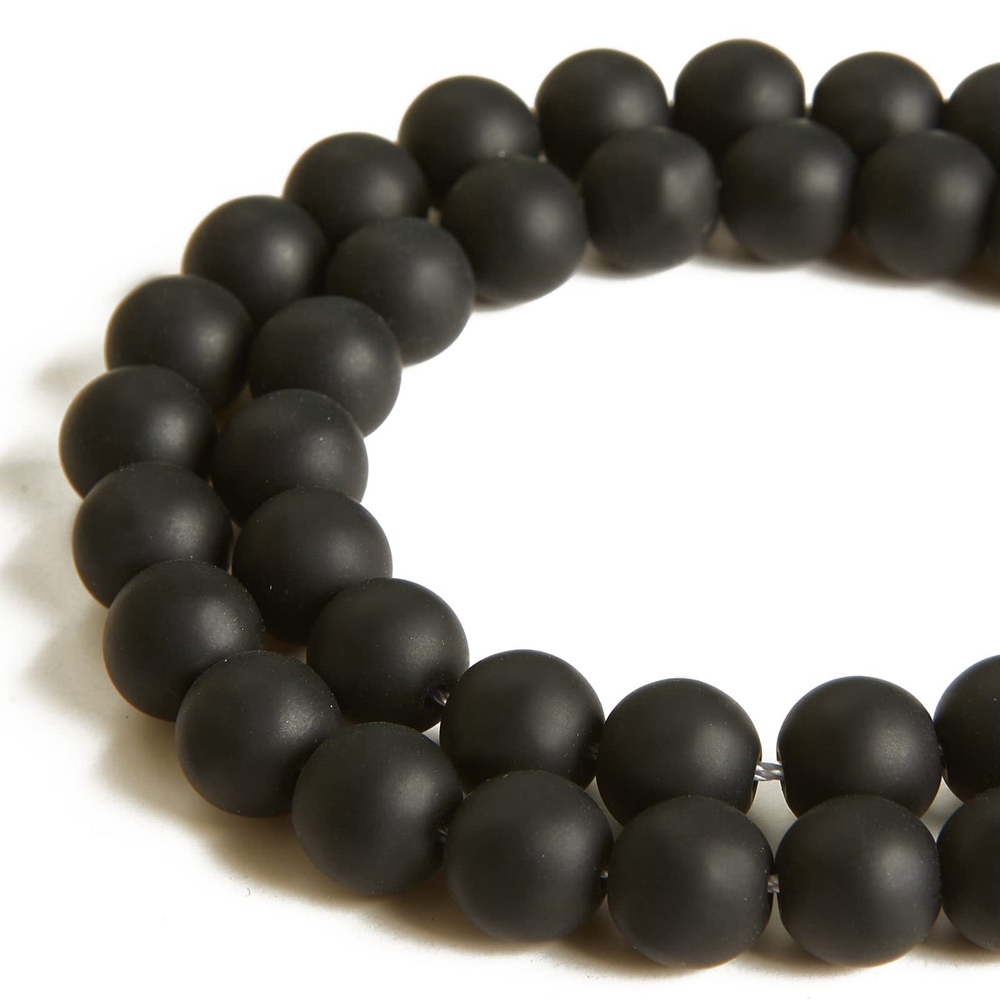 100pcs 10mm Matte Black Beads Natural Gemstone Beads Round Loose Beads for Jewelry Making
