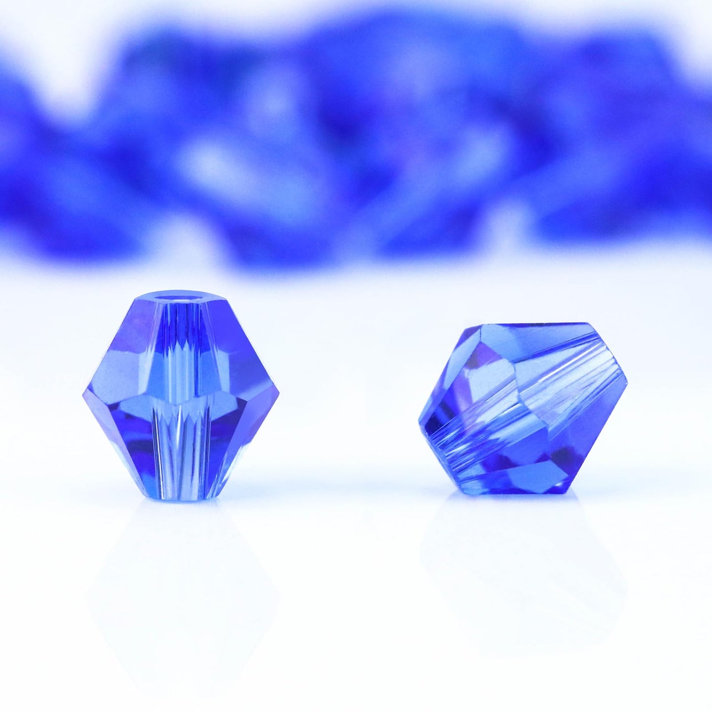 Dowarm 100PCS 8MM Crystal Bicone Beads for Crafts, Jewelry Making, DIY Bracelet, Necklace, Dolls, Wine Charms, Wind Chimes, Suncatchers, Bulk Faceted Loose Glass Beads, Medium Blue