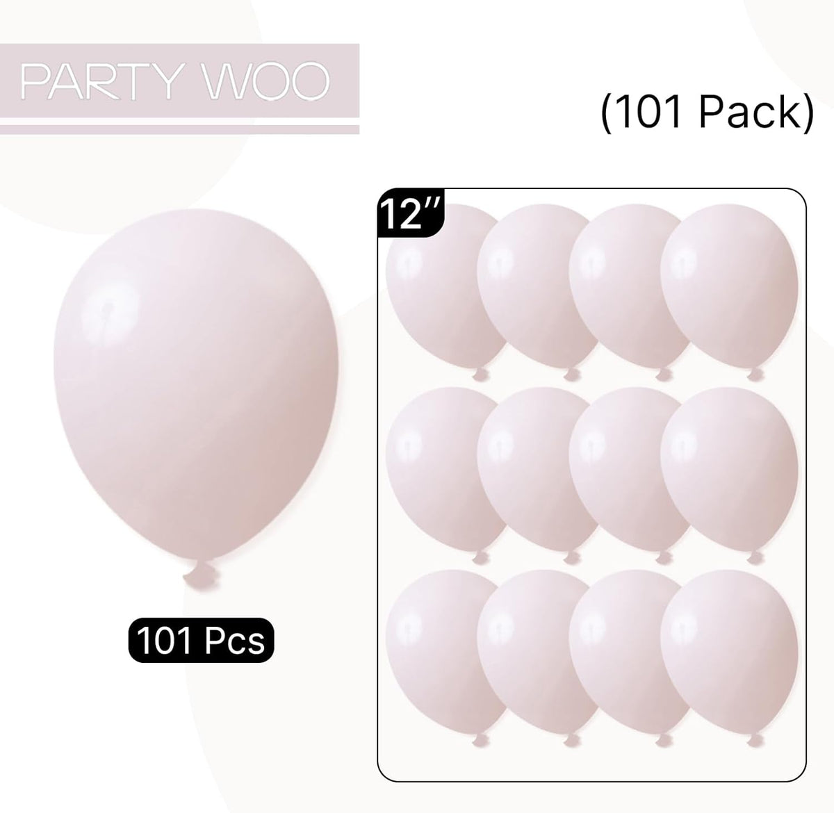PartyWoo Beige Balloons - 101pcs 12 Inch Boho Cream & Ivory Latex for Weddings & Celebrations