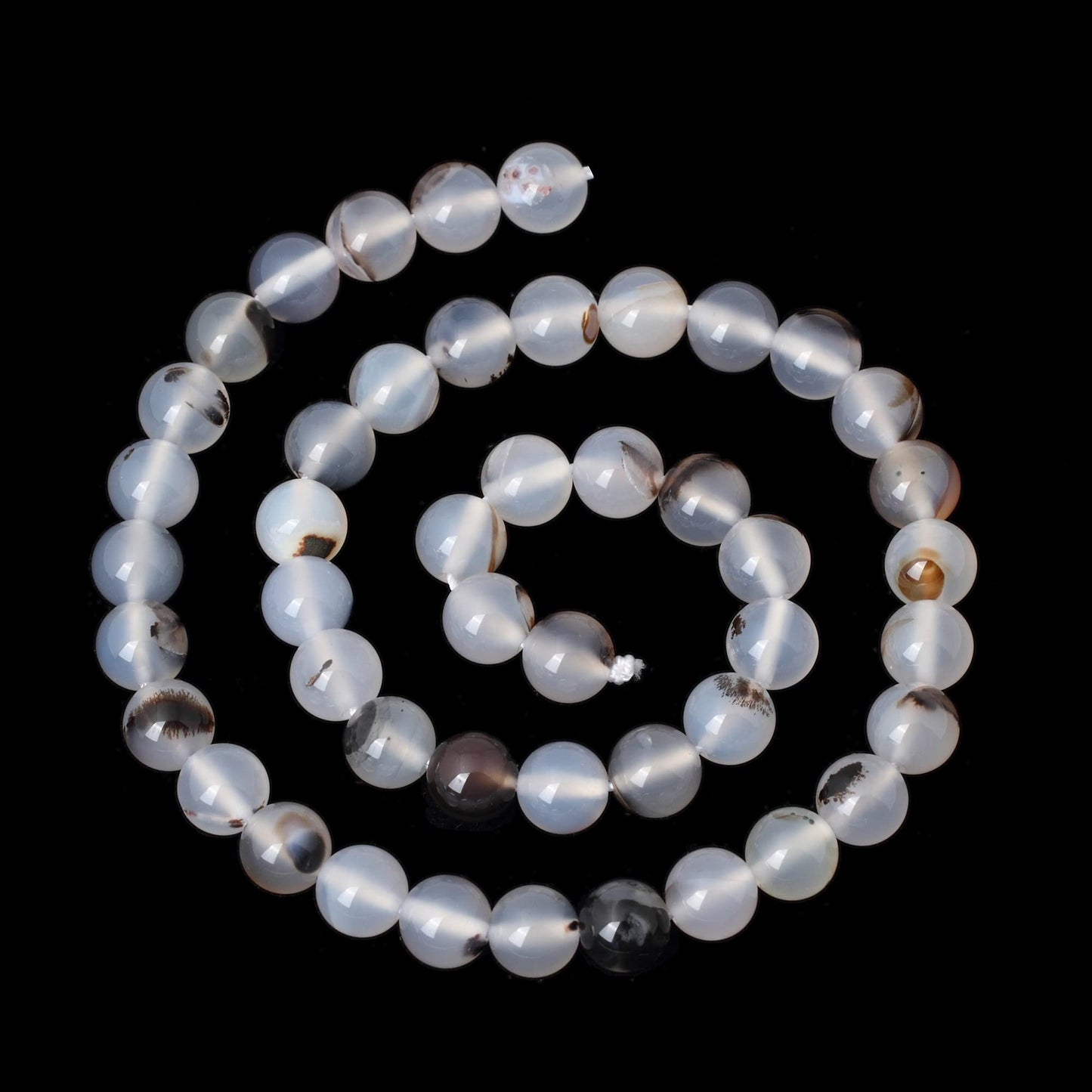 CHEAVIAN 45PCS 8mm Natural Moss Grass Agate Gemstone Round Loose Beads for Jewelry Making 1 Strand 15"