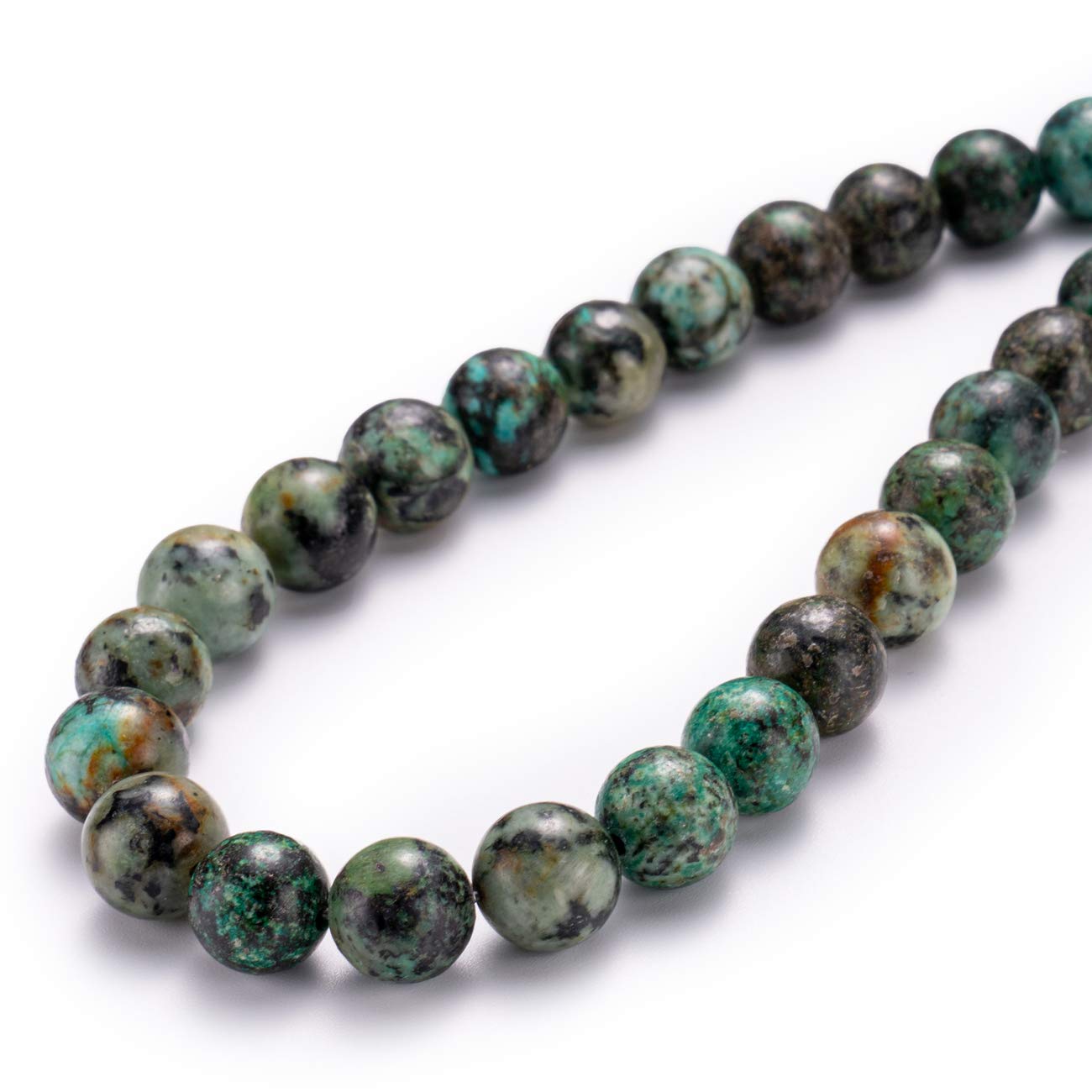 BEADIA Natural African Turquoise Stone Round Loose Semi Gemstone Beads for Jewelry Making 10MM 38PCS