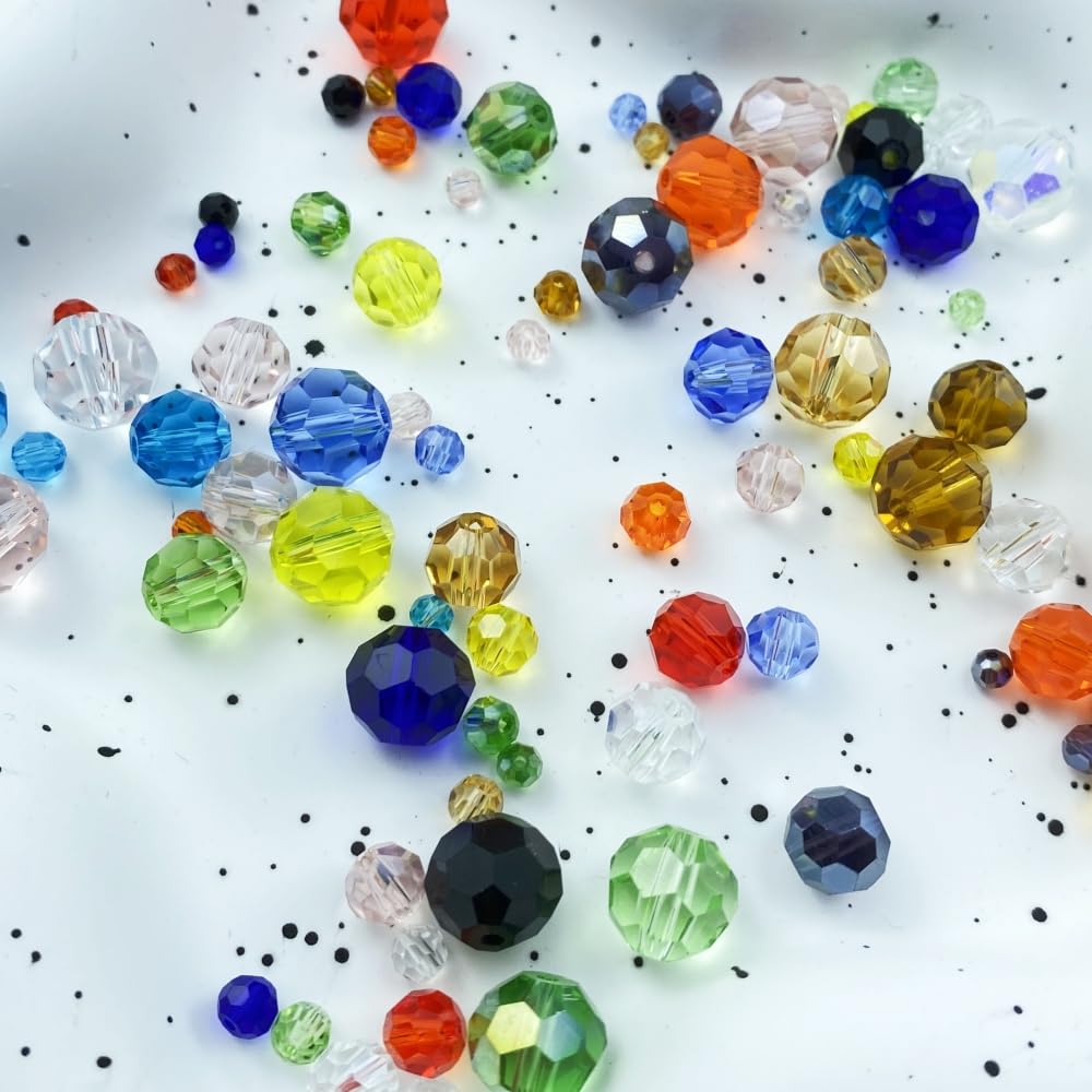 Xinhongo Crystal Glass Beads 400 Pieces 4mm Round Faceted Glass Spacer Beads for Jewelry Making Bracelet Earring Necklace DIY Craft Supplies(Pink)