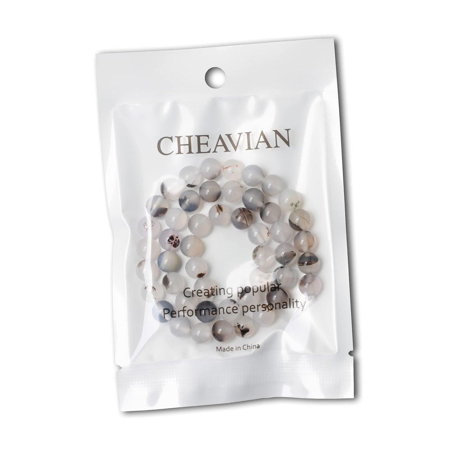 CHEAVIAN 45PCS 8mm Natural Moss Grass Agate Gemstone Round Loose Beads for Jewelry Making 1 Strand 15"