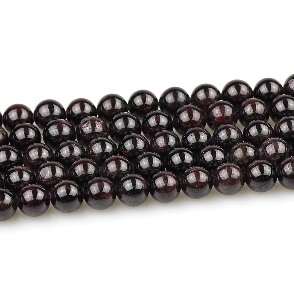 MJDCB Natural Stone Beads Garnet Round Loose Beads for Jewelry Making DIY Bracelet Necklace (4mm)