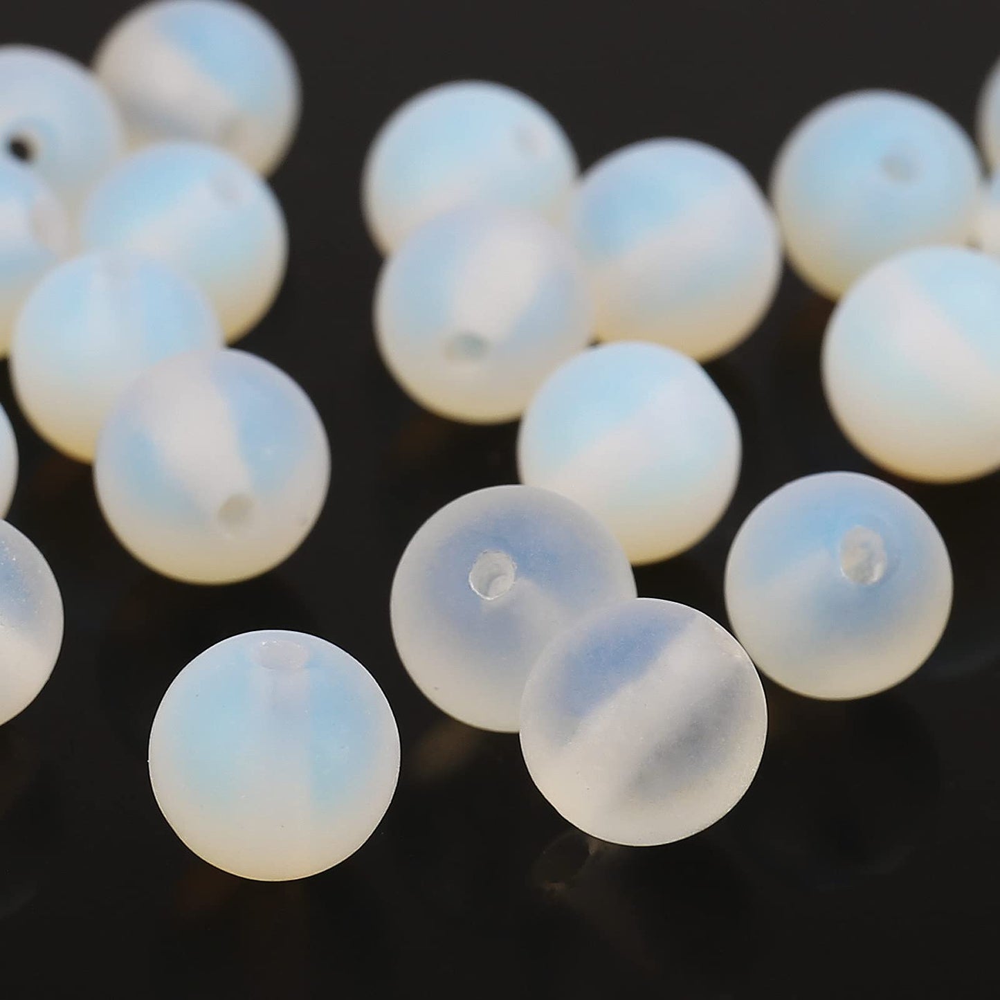 Natural Matte Opal Beads, 8MM Round Frosted Unpolished Loose Gemstone Beads for Bracelet Necklace Jewelry Making, Energy Stone Healing Power with Stretch Beading Cord