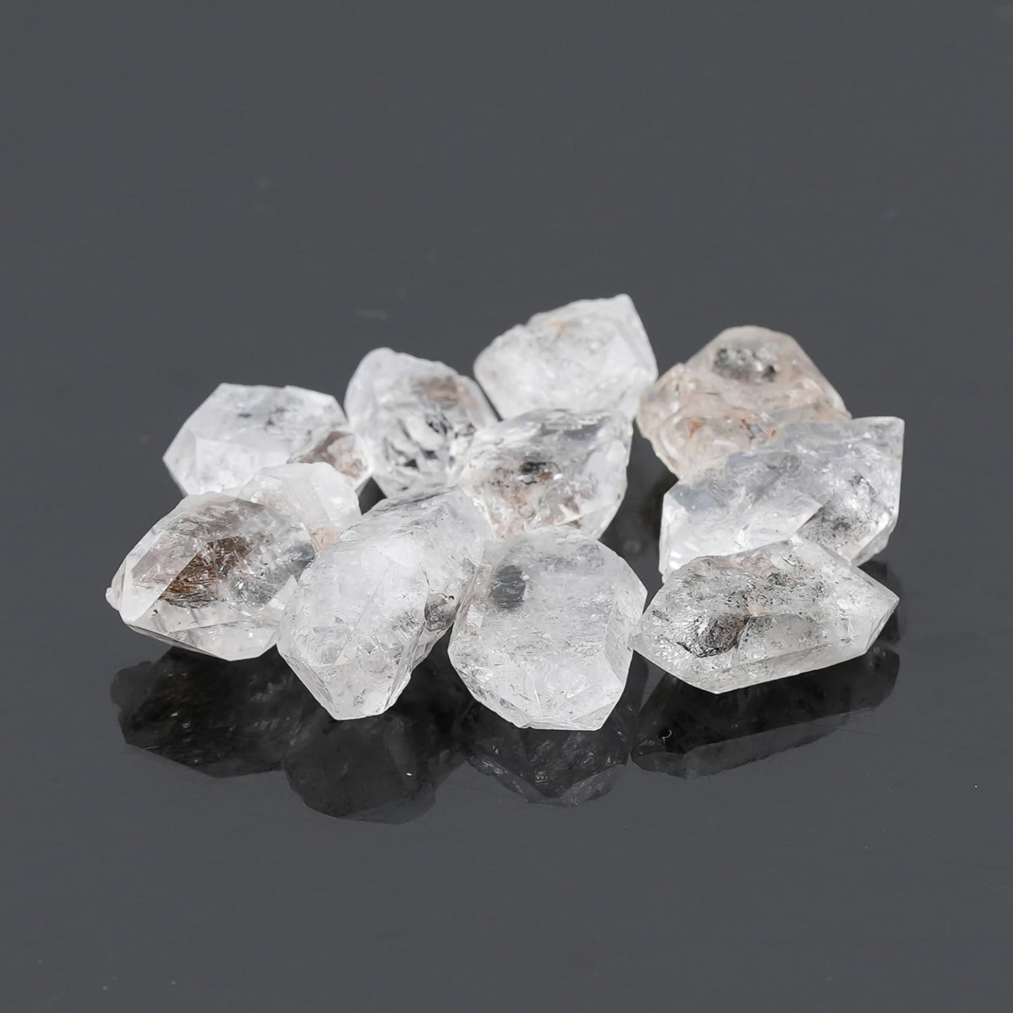 ColouredRocks (10 pcs. BLACK HERKIMER DIAMOND Crystals, Raw Stones, Rough Gemstones, Jewelry Making Supply, Cabbing, Polishing, Cutting, DIY, Crafts (80+ carats.) (12-16 mm.)